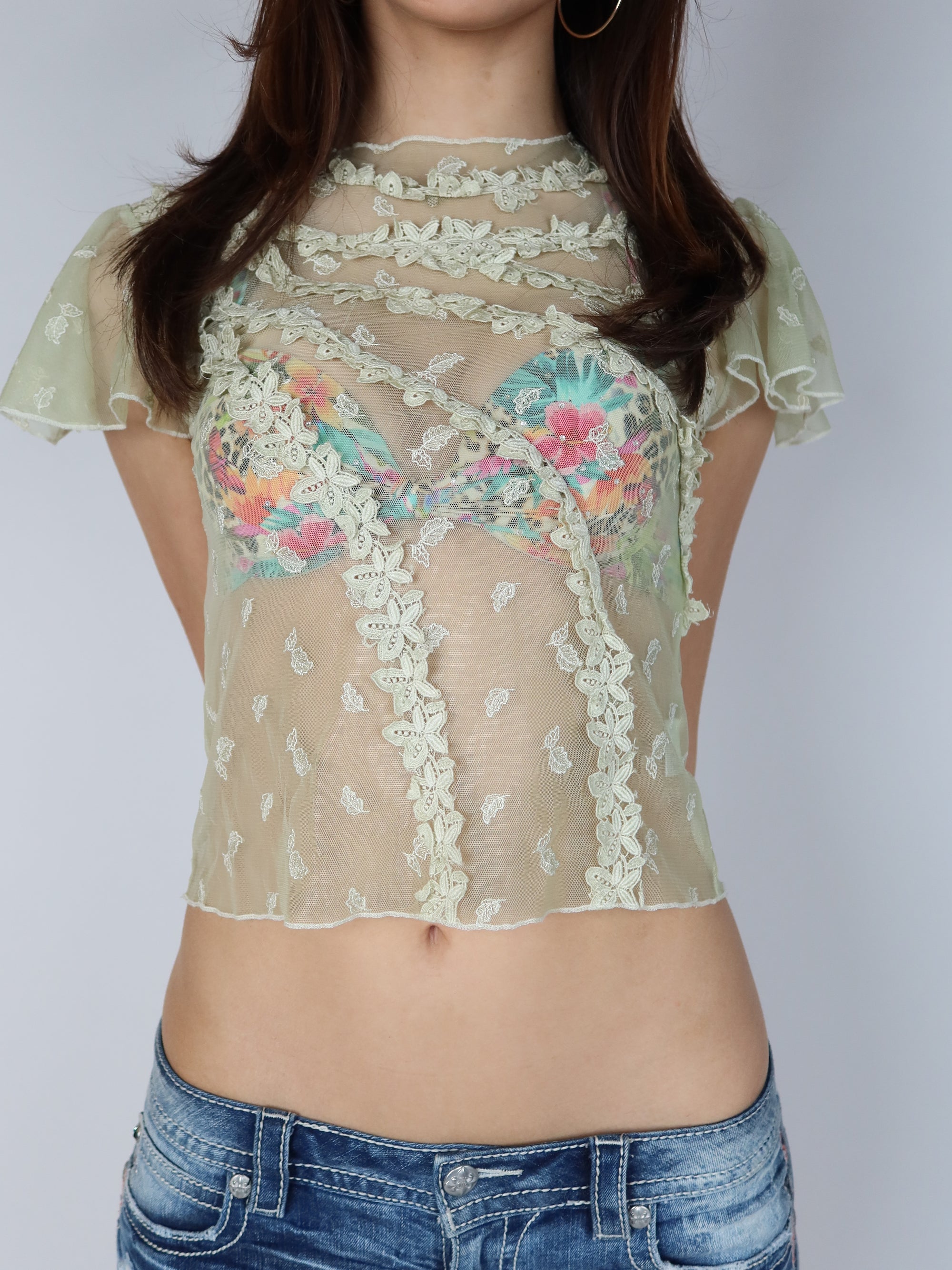 Sage Green Mesh Top XS/S