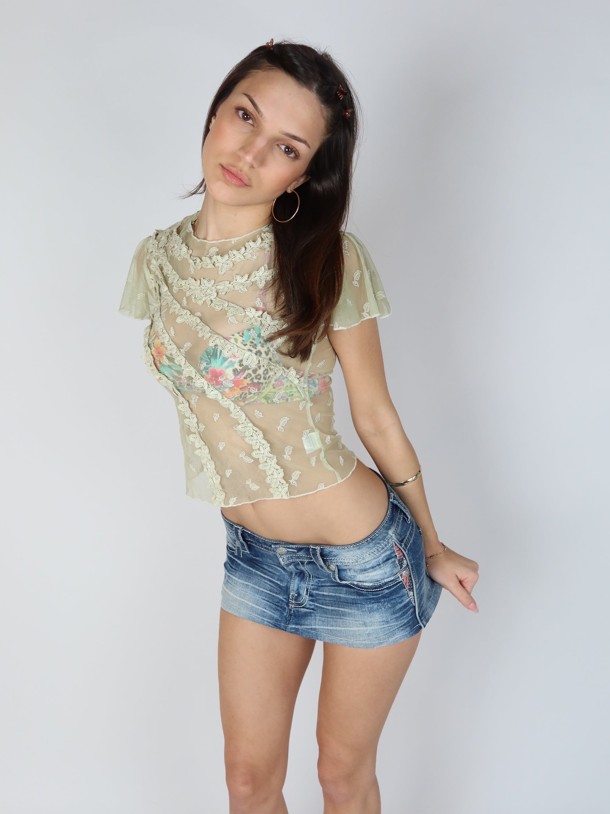 Sage Green Mesh Top XS/S