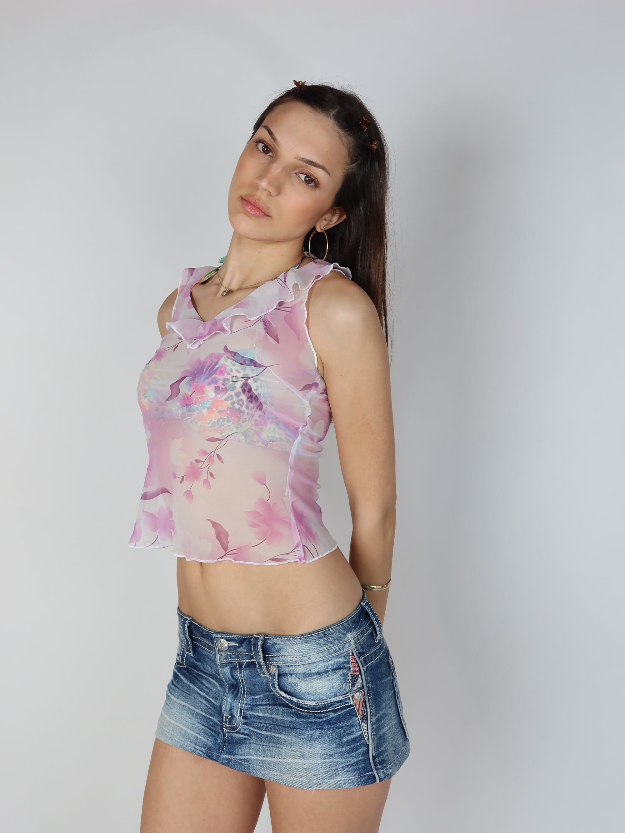 Pink Mesh Tank Top S