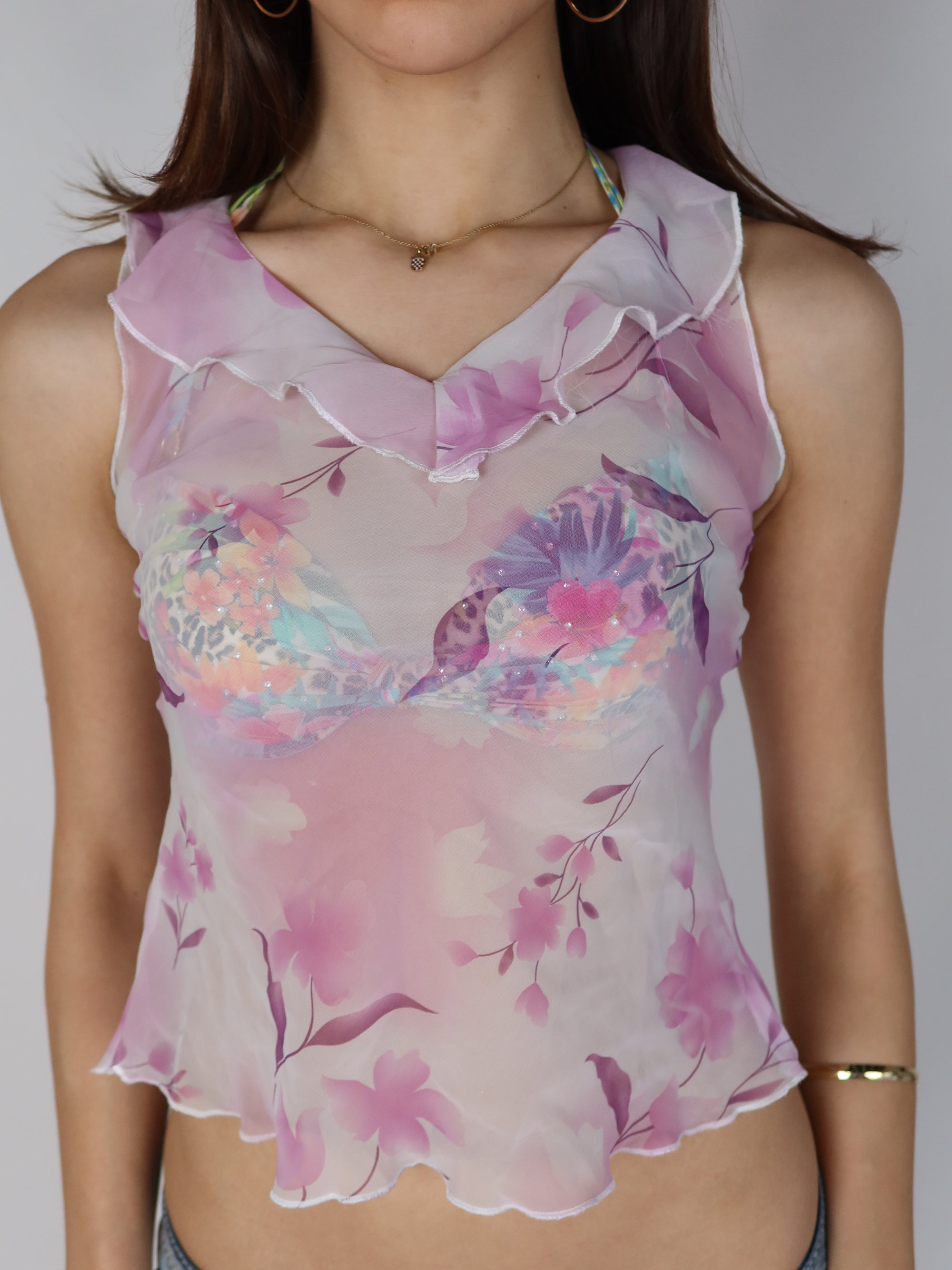 Pink Mesh Tank Top S