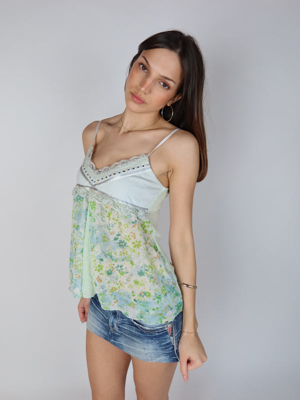 Vintage floral cami top, Y2K resale clothing at Brat's Closet.