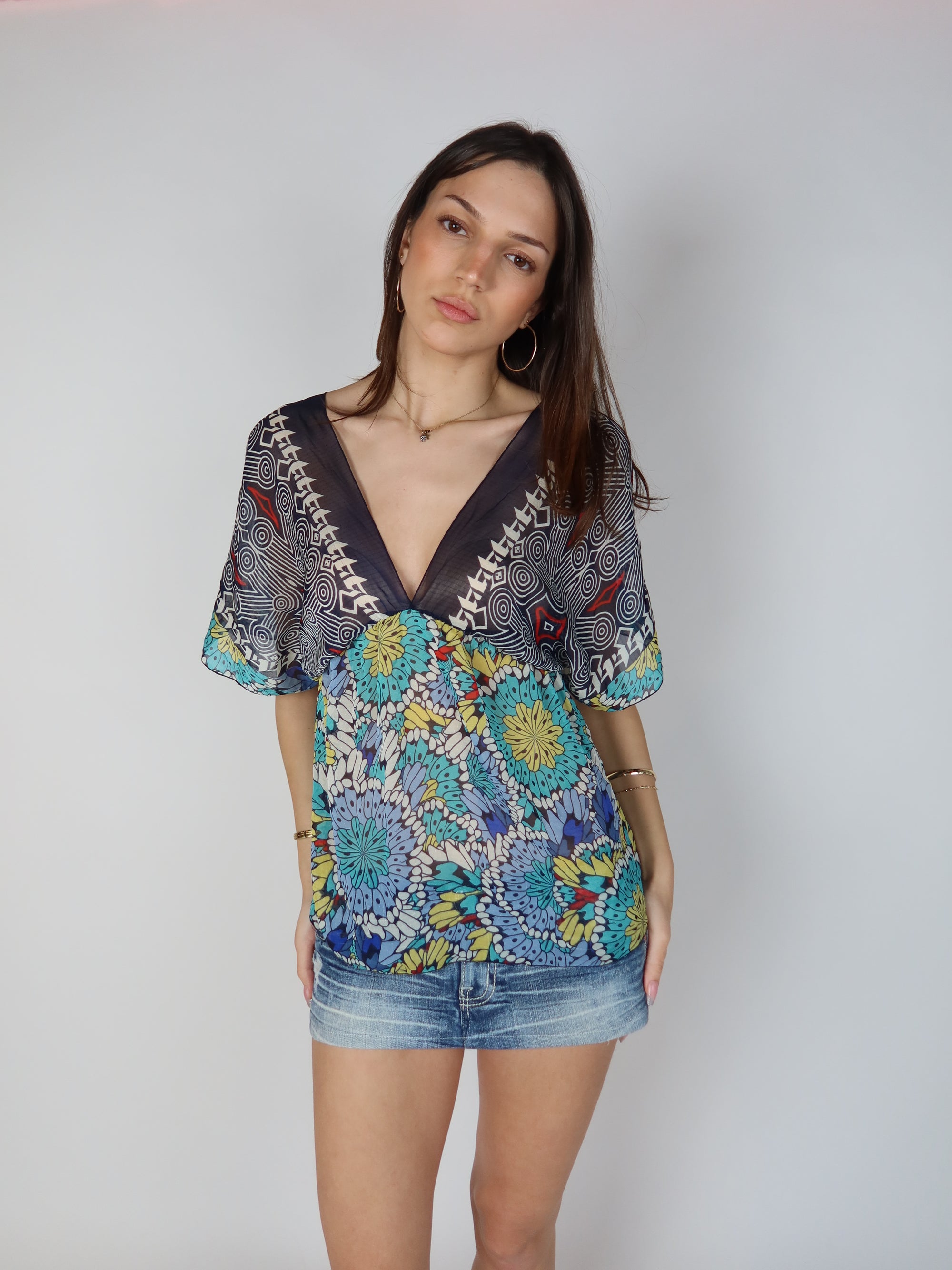 Y2K Kimono Sleeve Top M