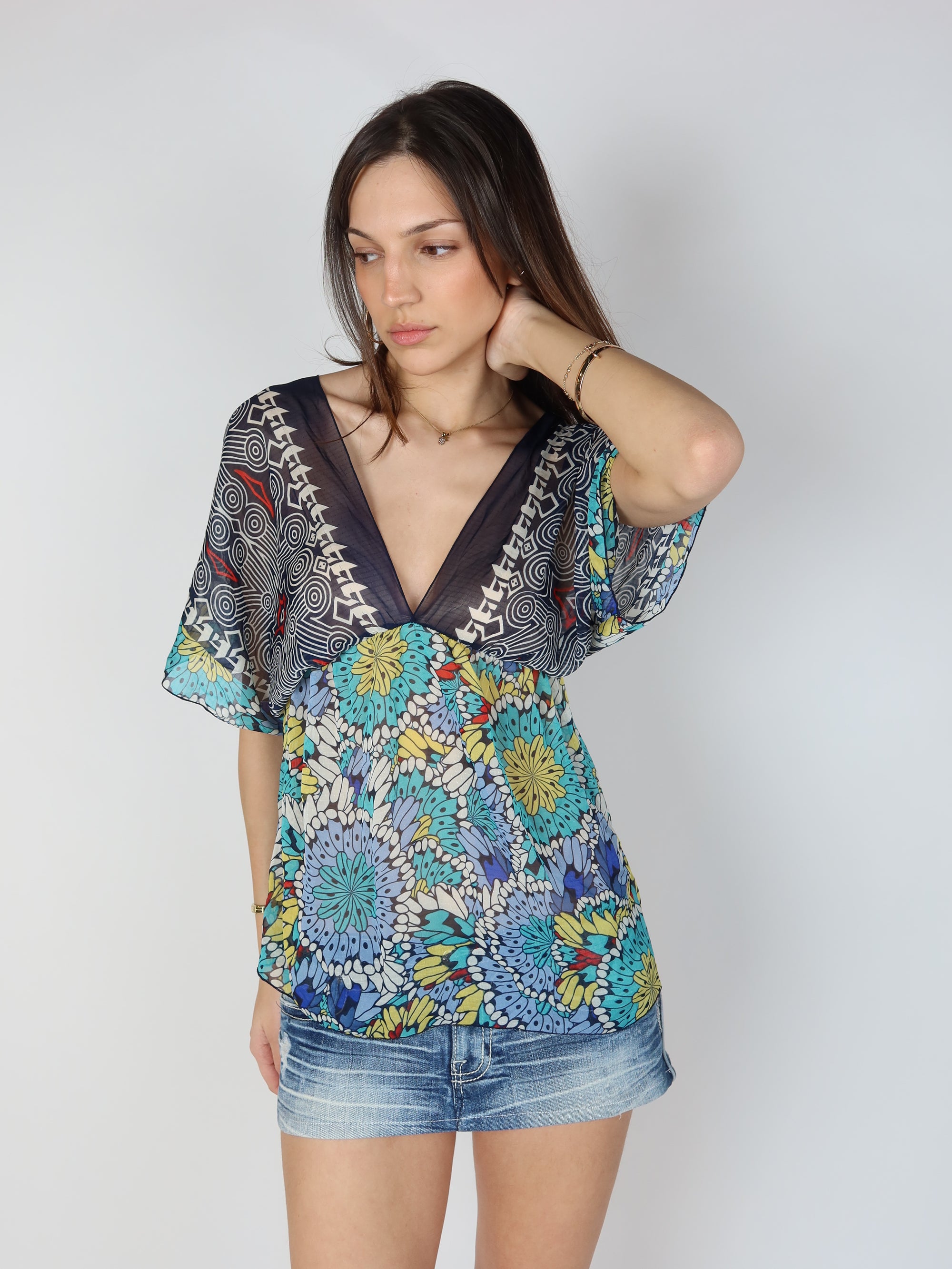 Y2K Kimono Sleeve Top M