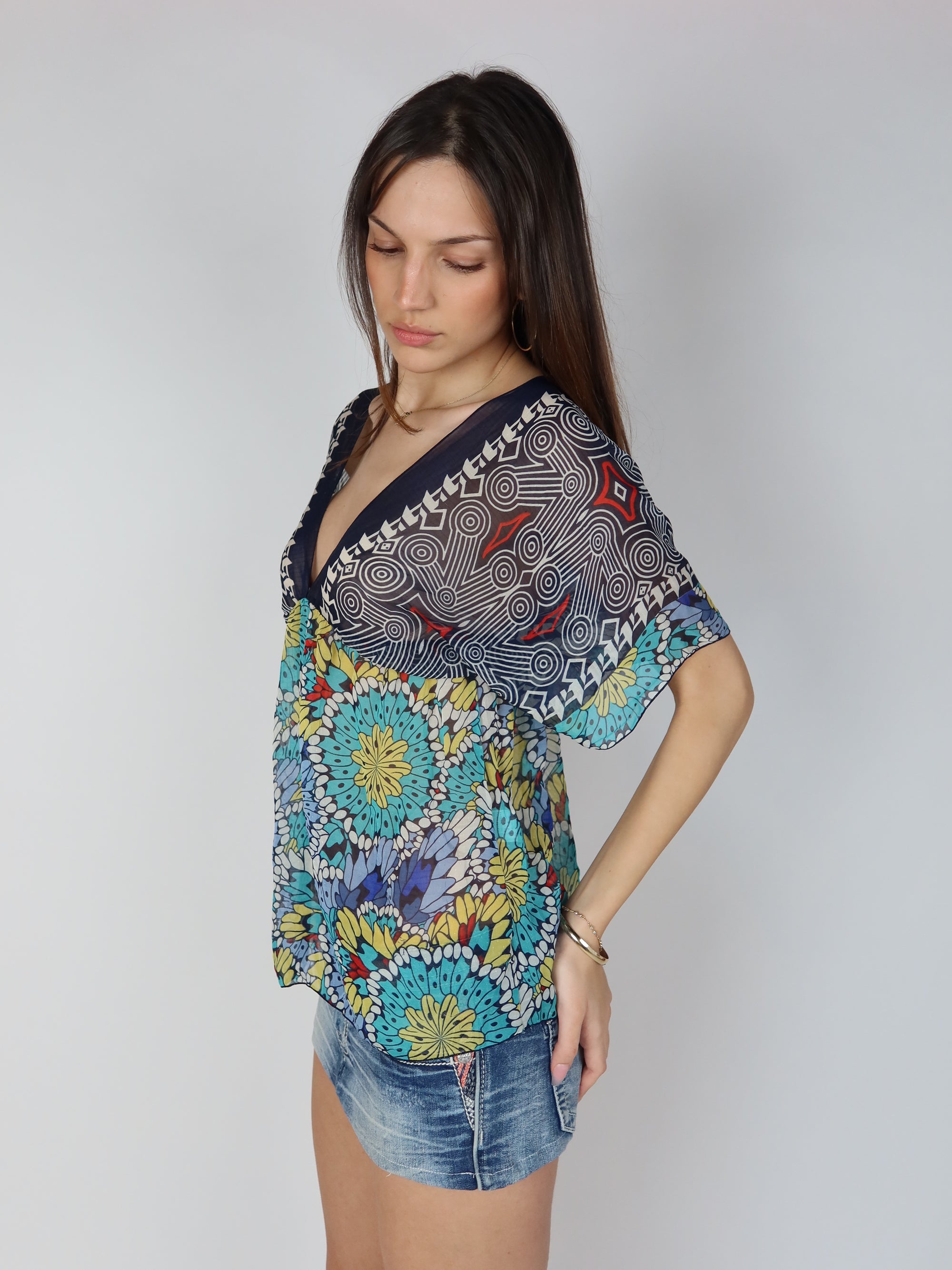 Y2K Kimono Sleeve Top M