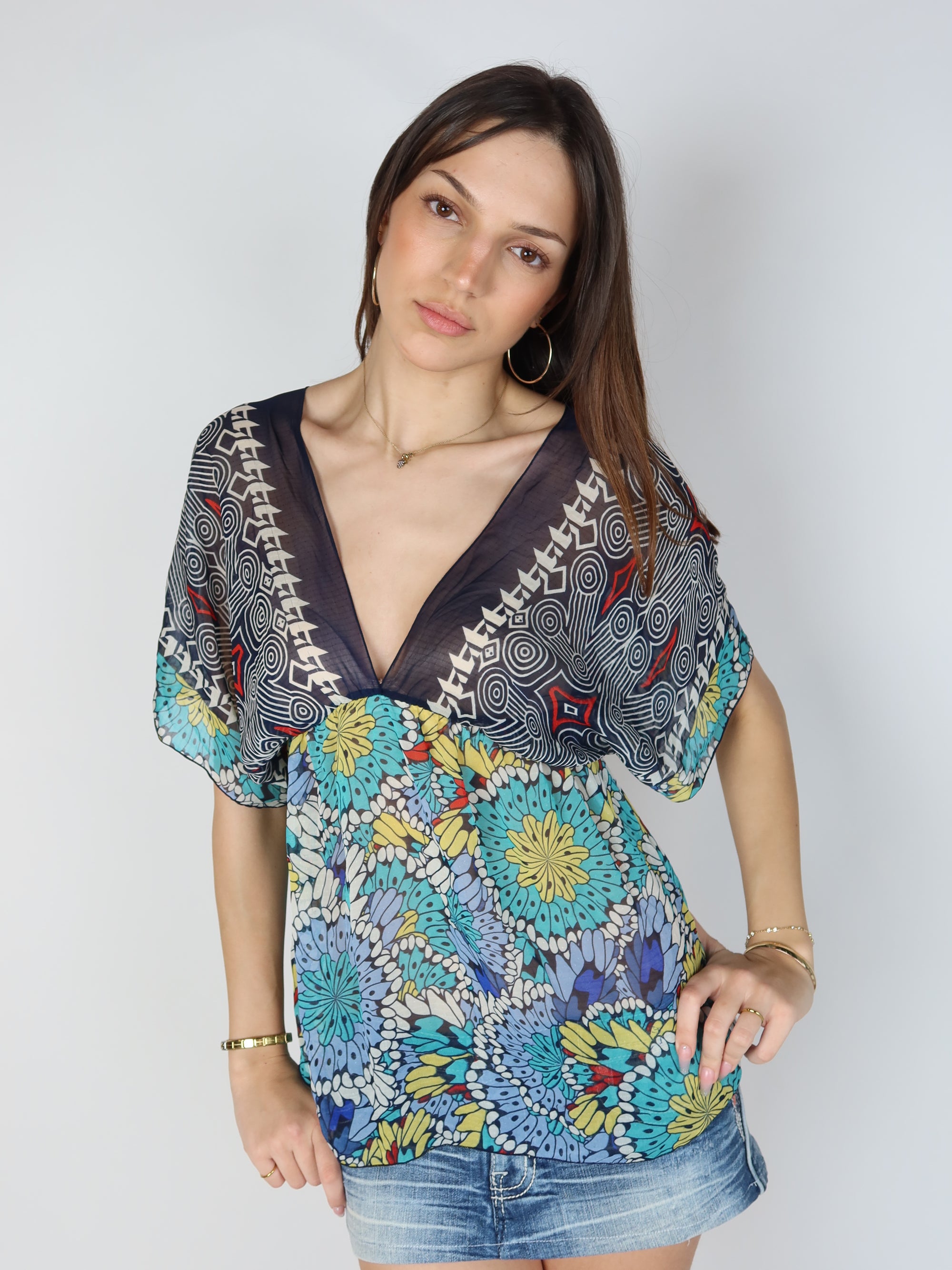 Y2K Kimono Sleeve Top M