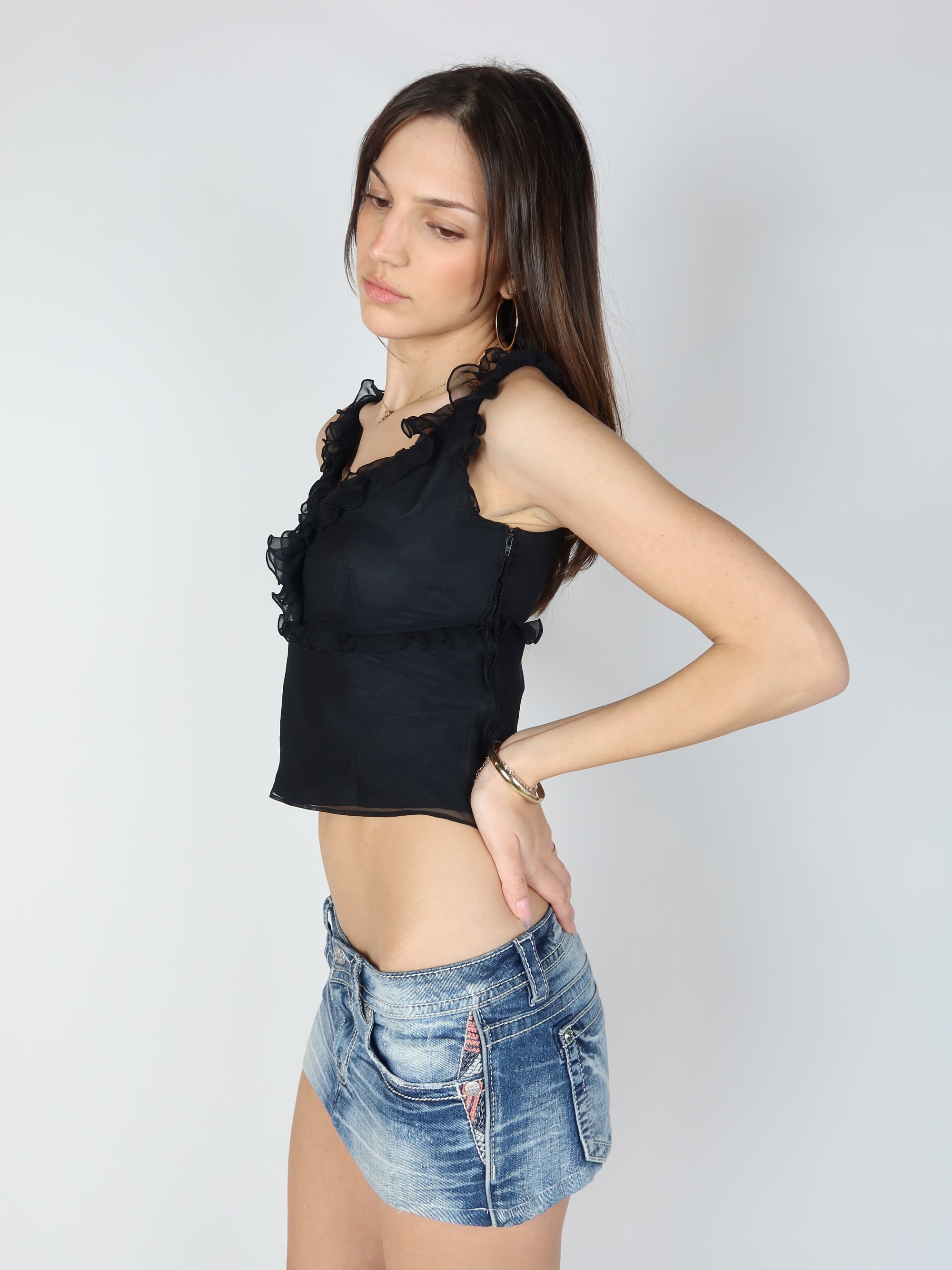 Y2k Ruffle Top S/M