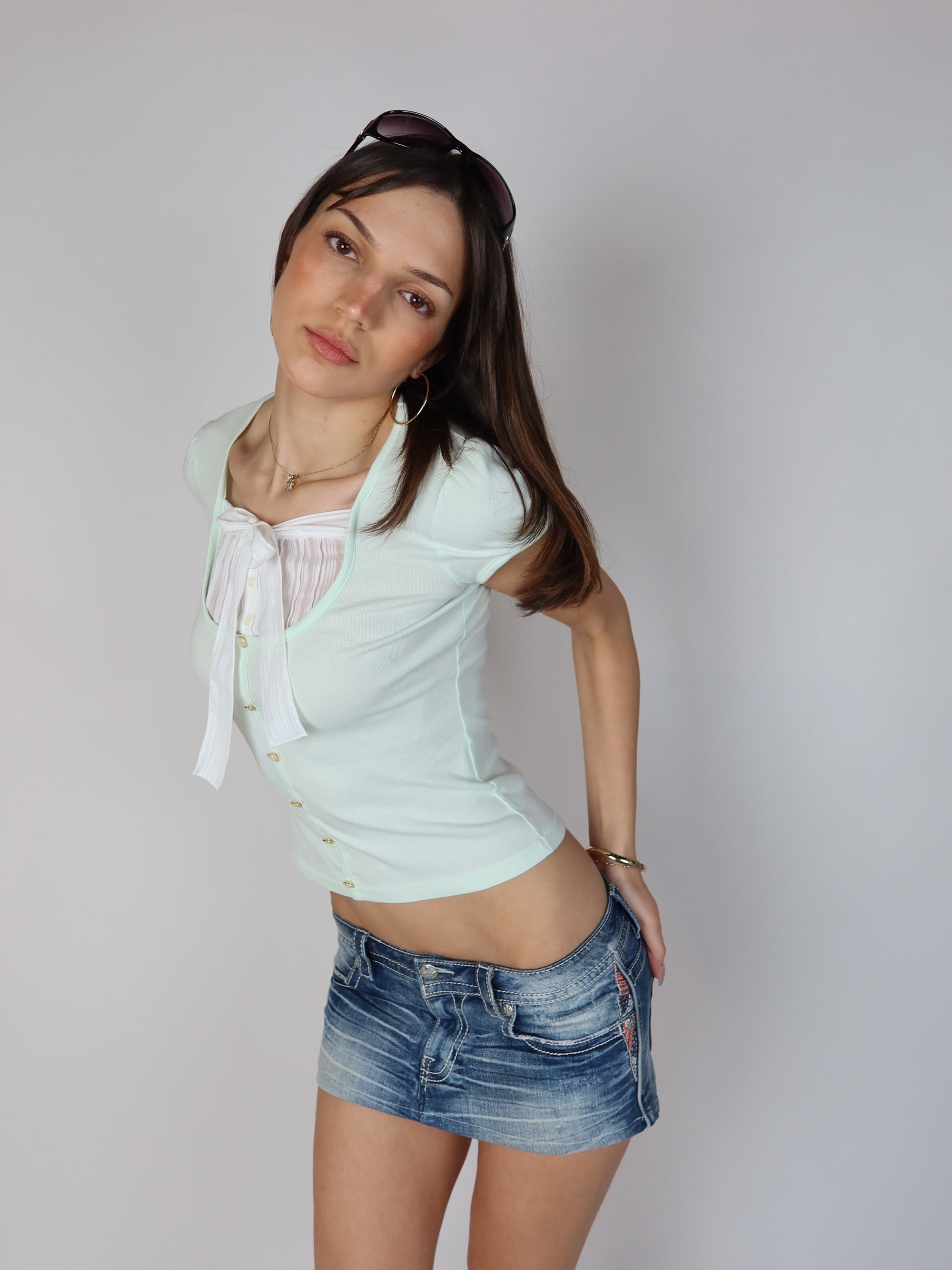 Y2K Mint Green Bow Coquette S