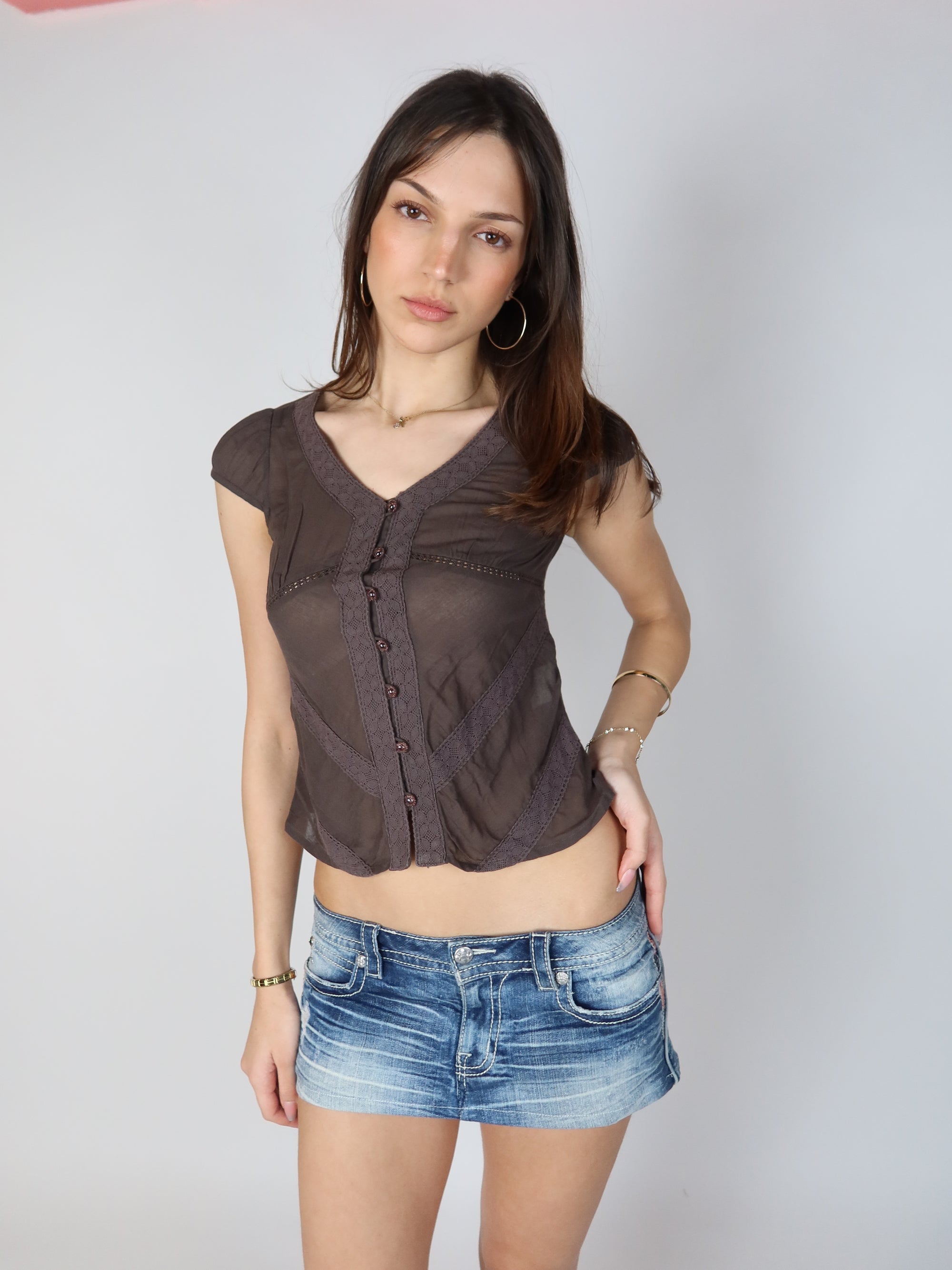 Y2K Floral Print Ruffle Top XS/S
