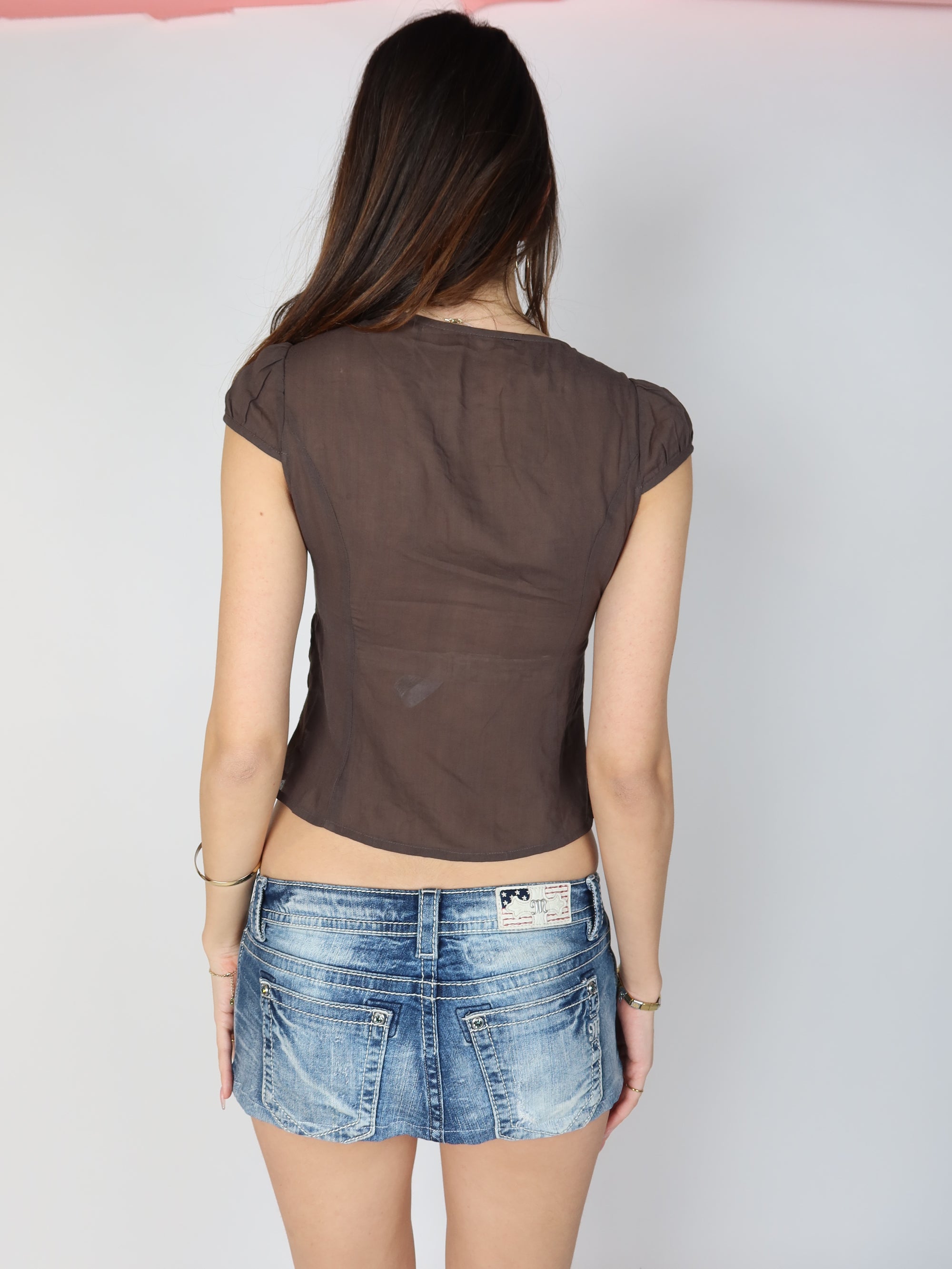 Y2K Floral Print Ruffle Top XS/S