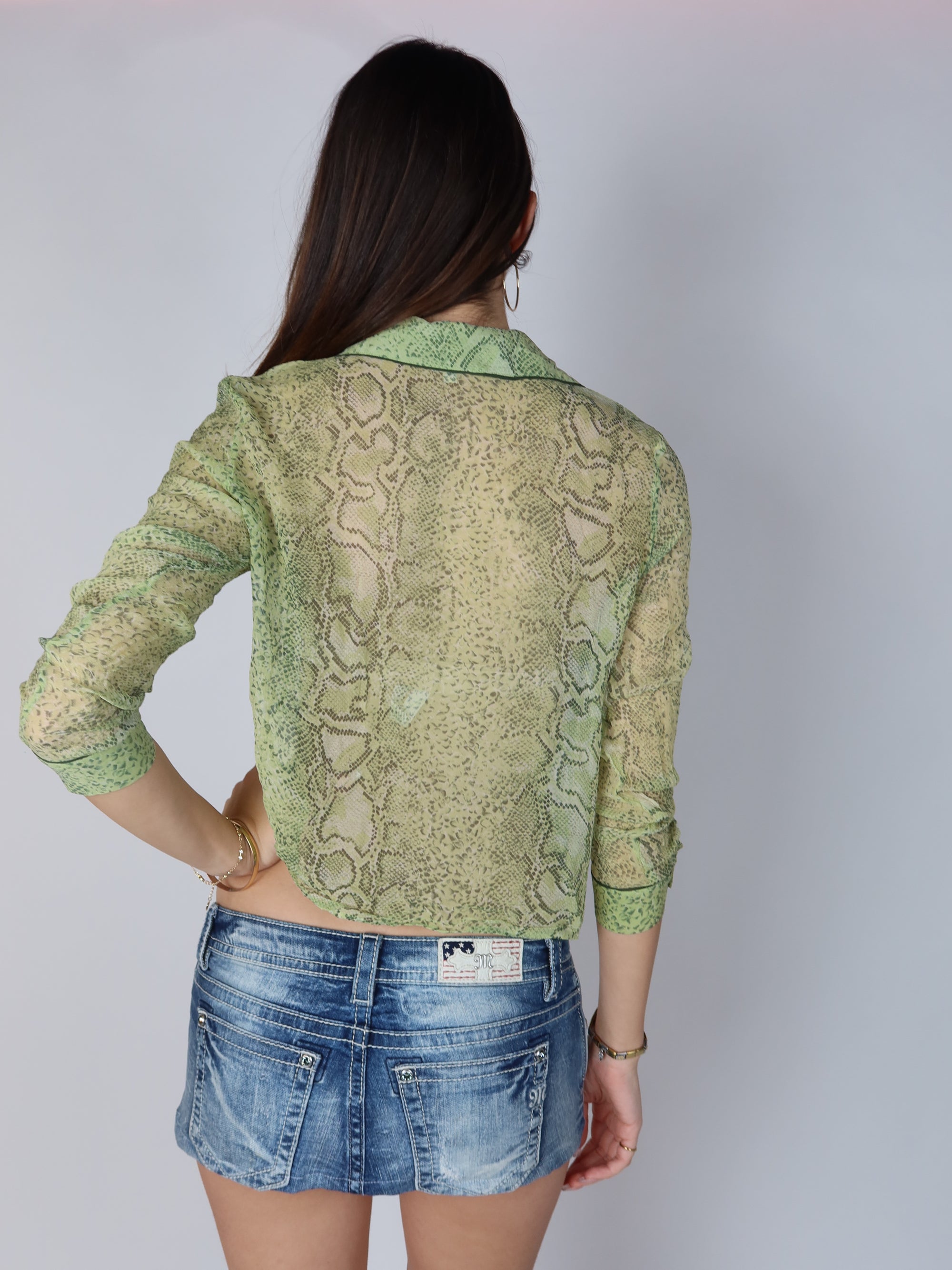 Snakeskin Ruffle Blouse S/M