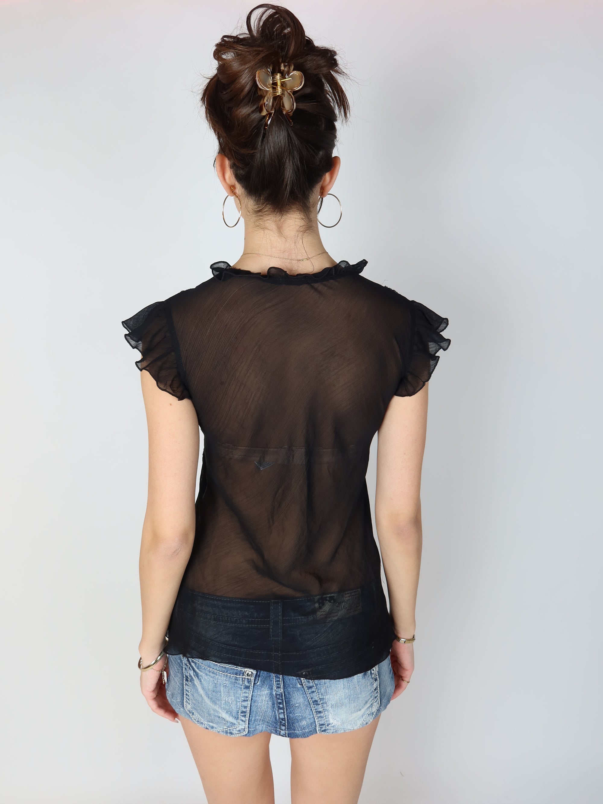Sheer Beaded Blouse S