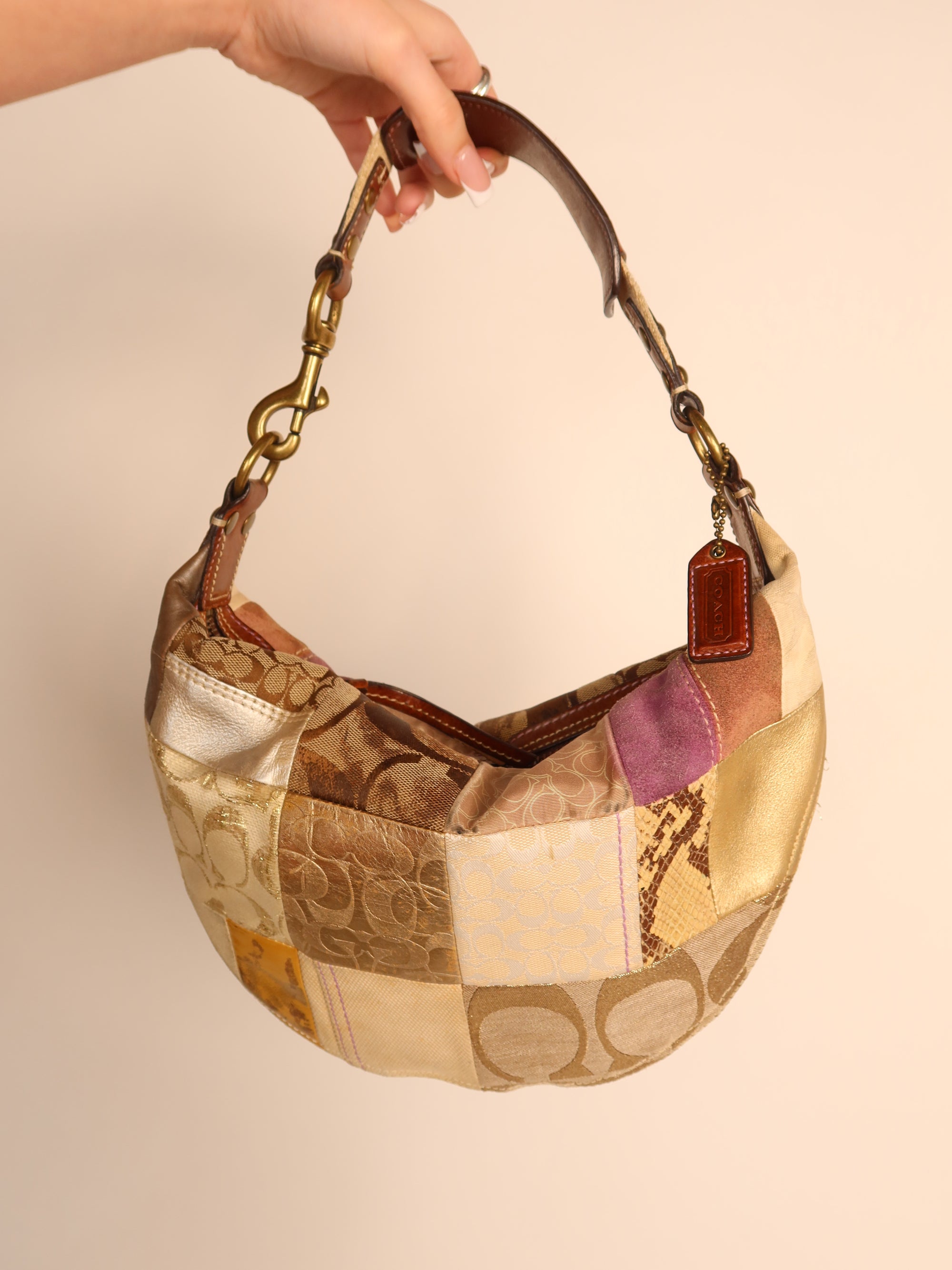 Vtg Coach Patchwork Shoulder Bag