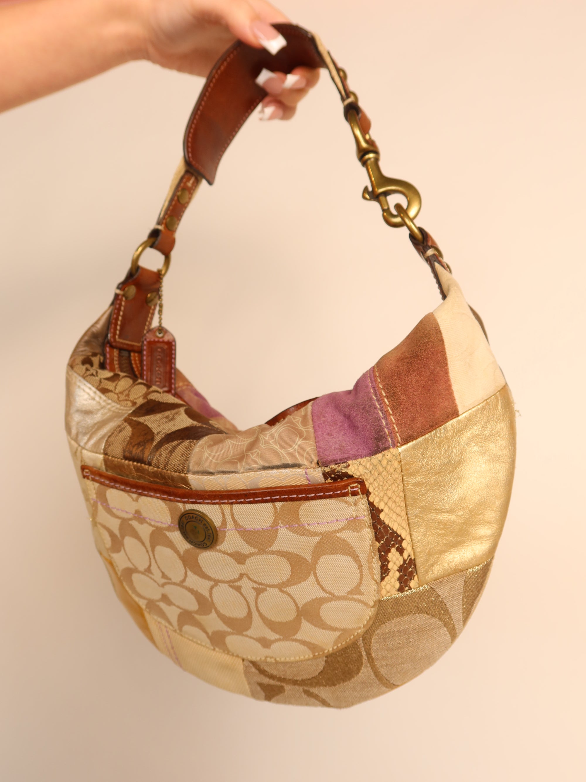 Vtg Coach Patchwork Shoulder Bag