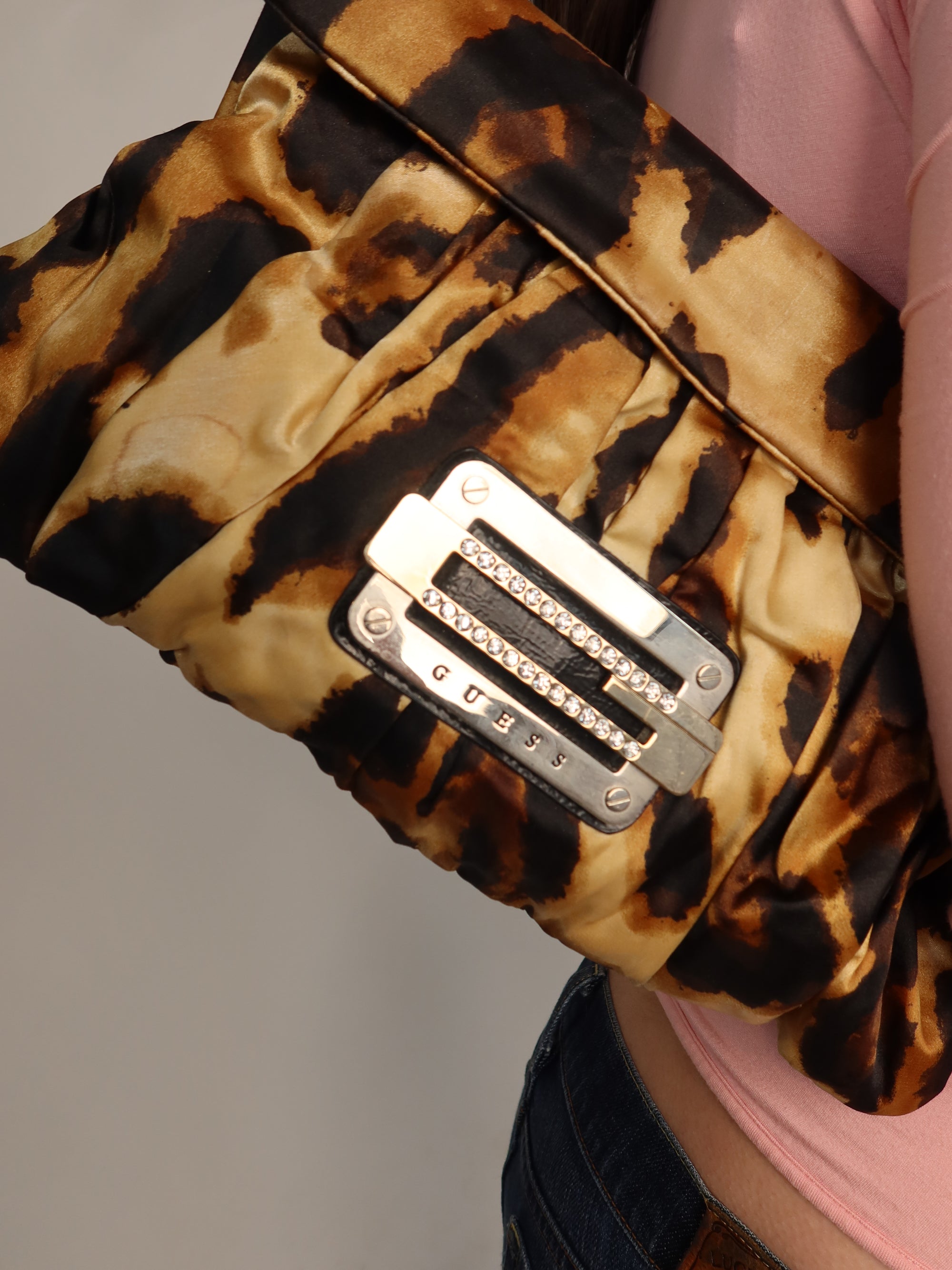 Guess Leopard Satin Evening Bag
