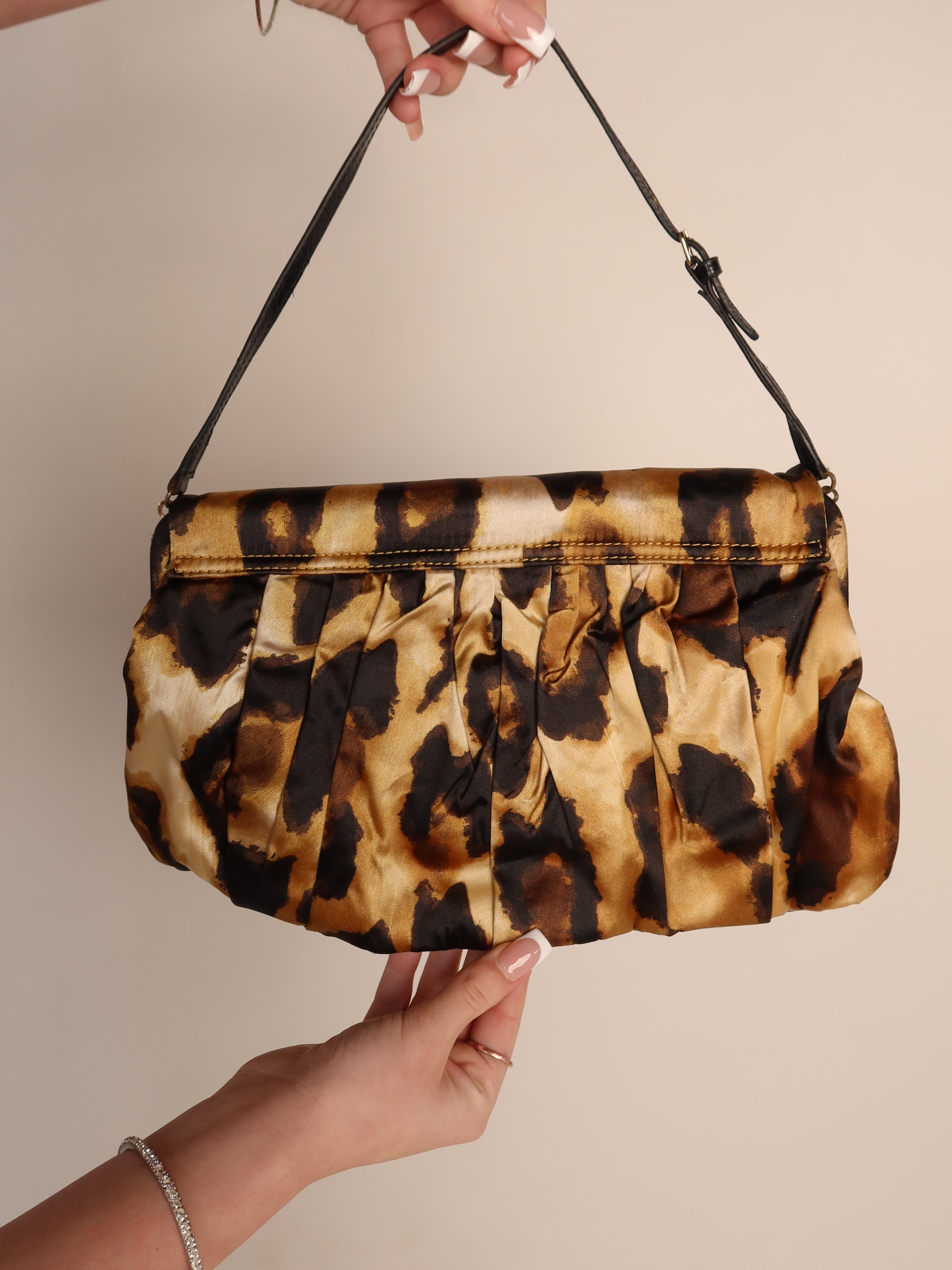 Guess Leopard Satin Evening Bag