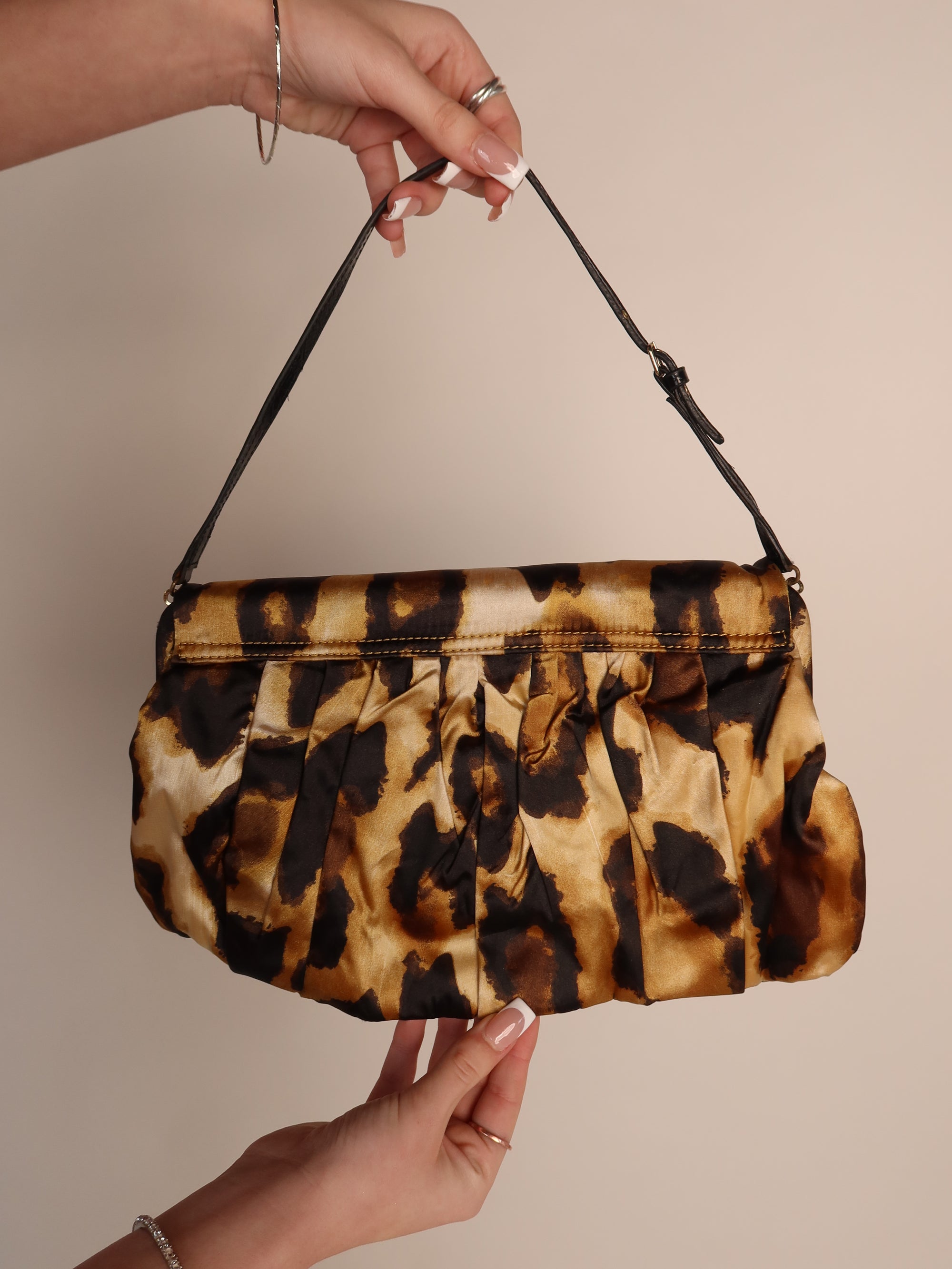 Guess Leopard Satin Evening Bag