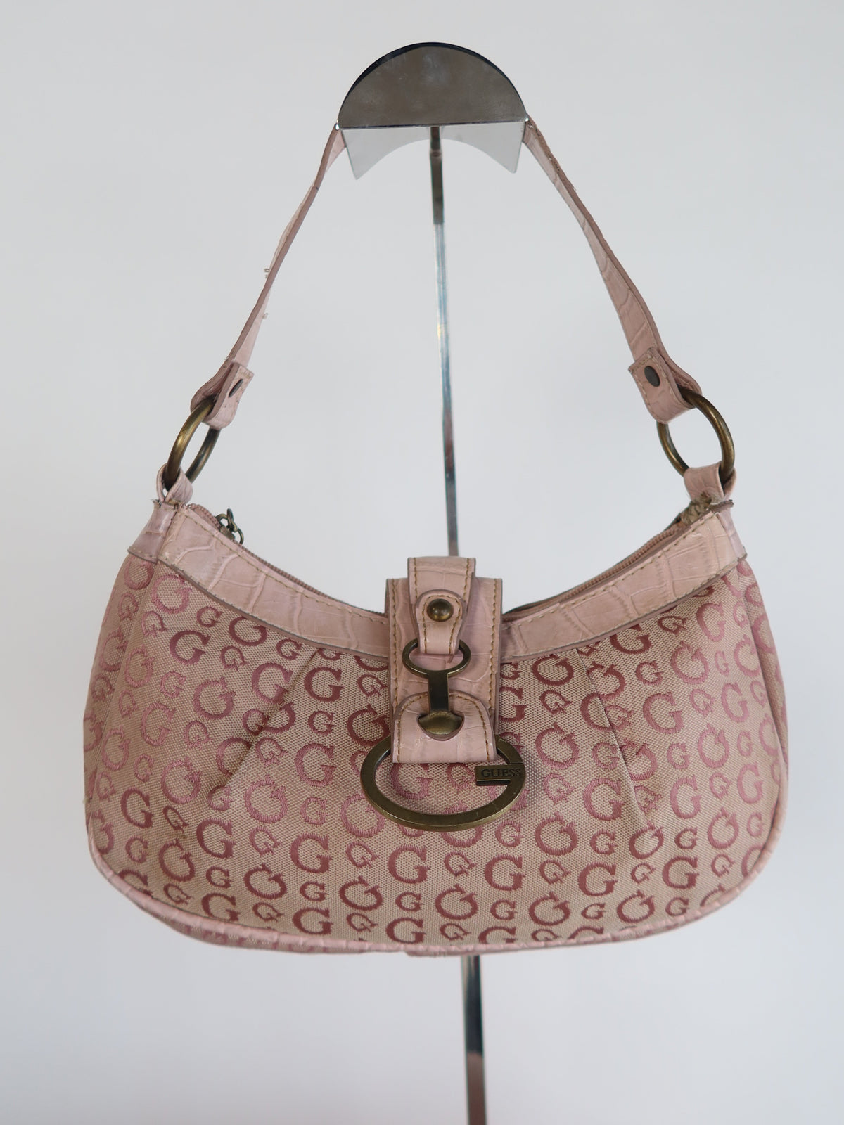 Guess Pink Monogram Mini Shoulder Bag