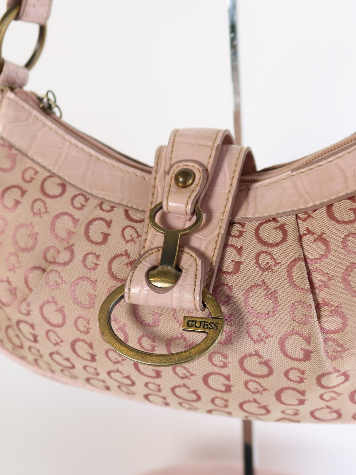 Guess Pink Monogram Mini Shoulder Bag