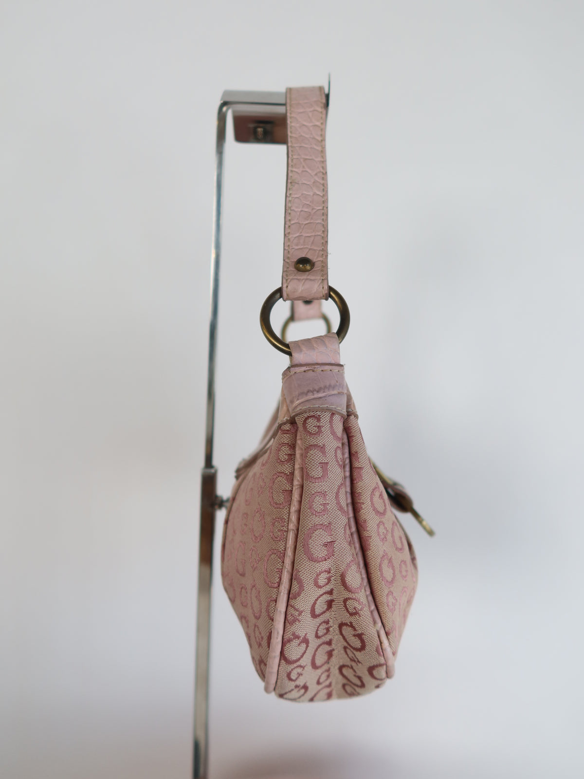 Guess Pink Monogram Mini Shoulder Bag