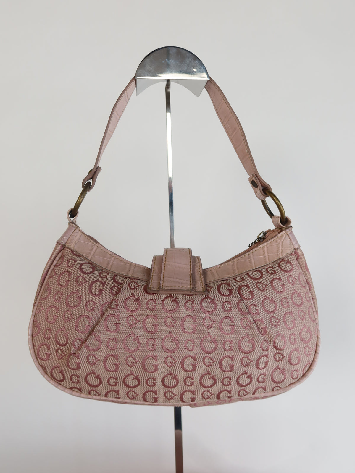 Guess Pink Monogram Mini Shoulder Bag