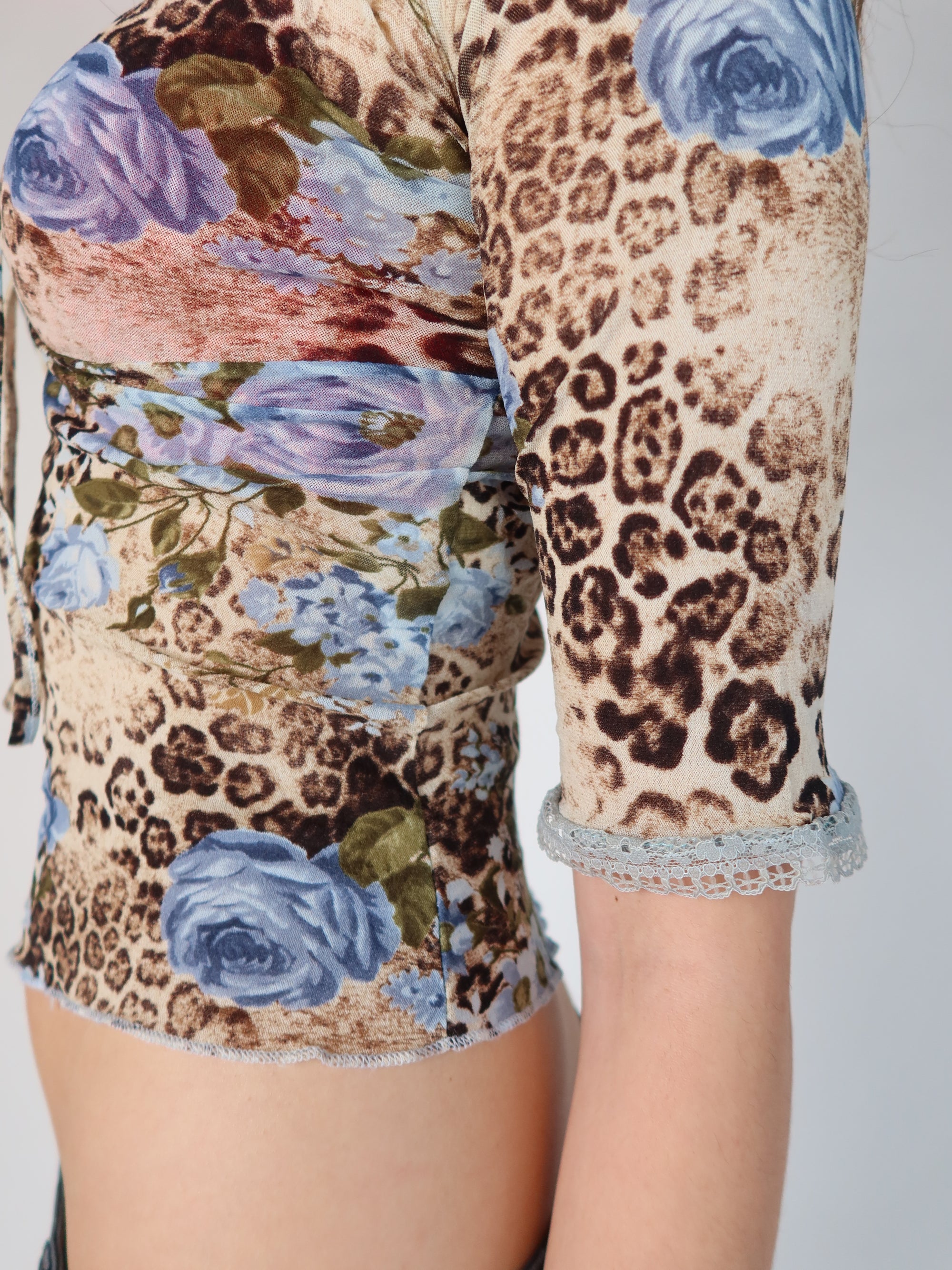 Vtg Floral Mesh Top XS/S