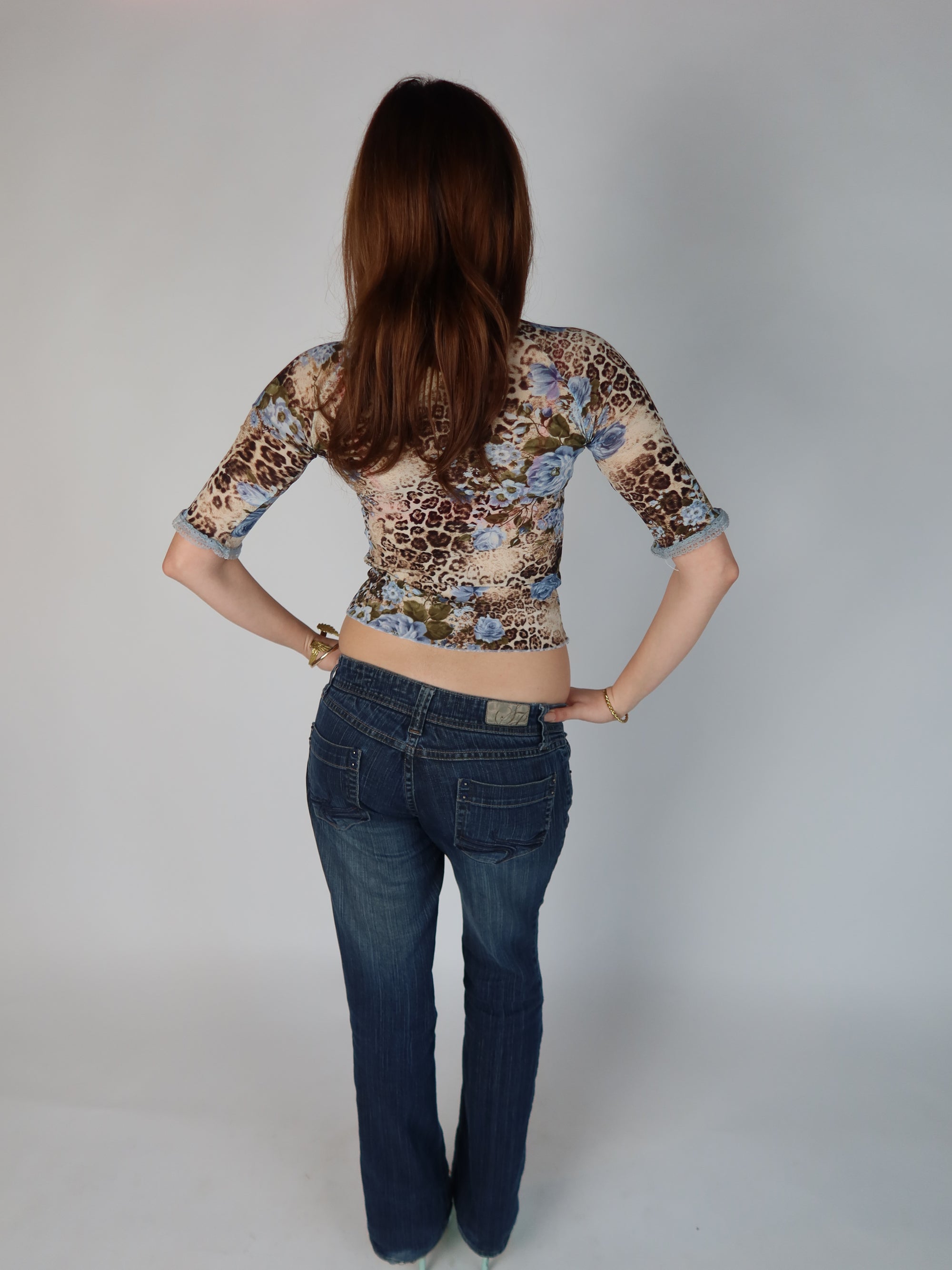 Vtg Floral Mesh Top XS/S