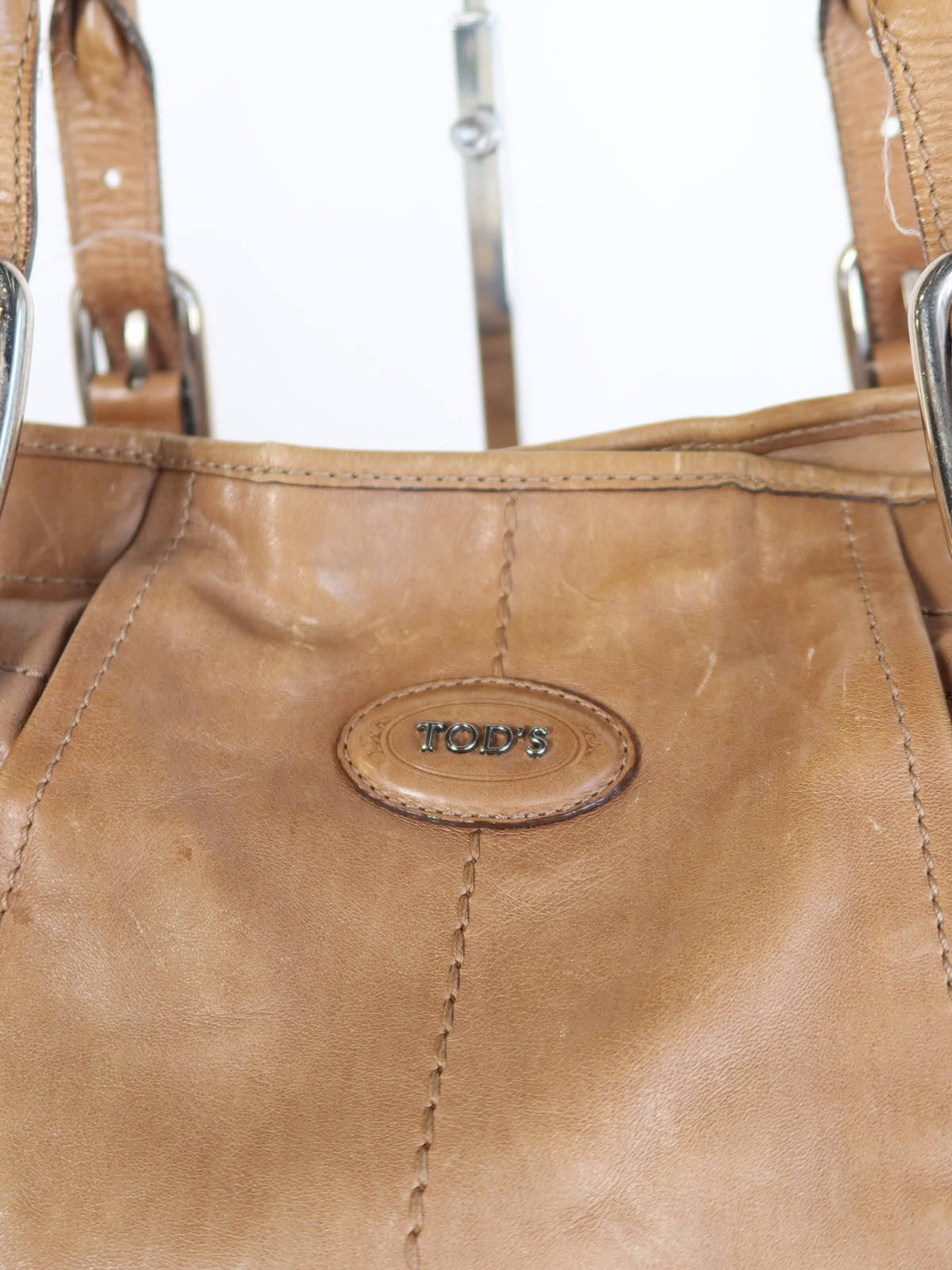 Tod's Tan Pleated Leather Tote Bag
