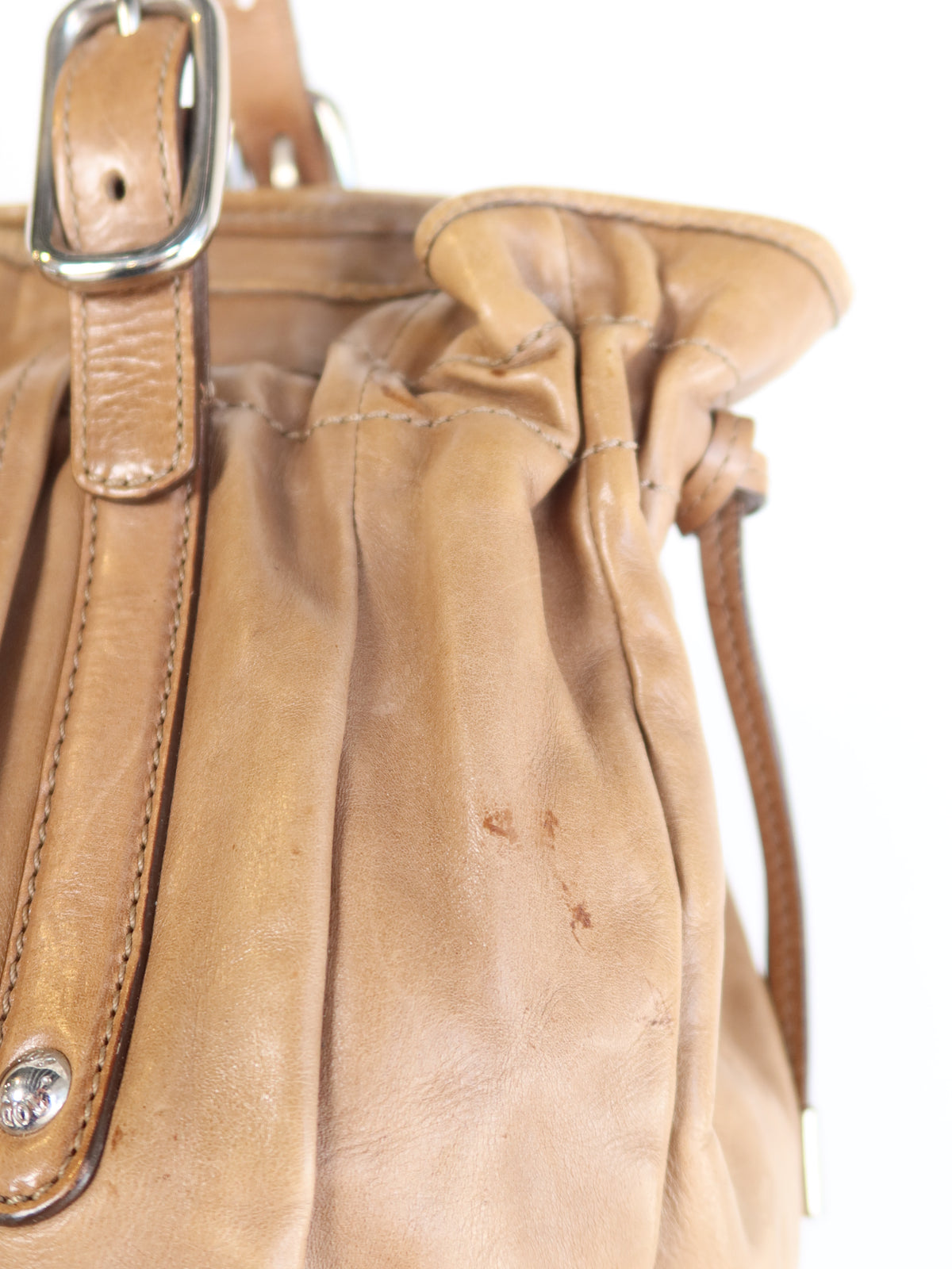 Tod's Tan Pleated Leather Tote Bag