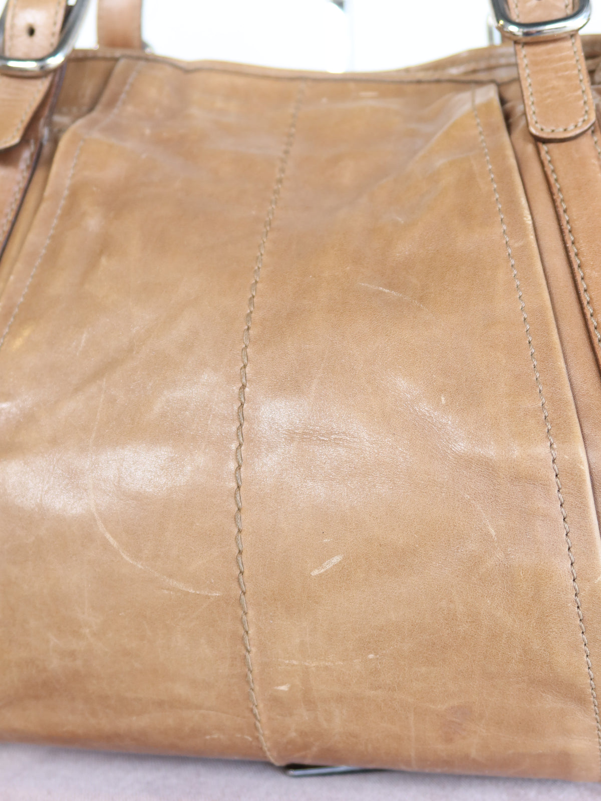 Tod's Tan Pleated Leather Tote Bag