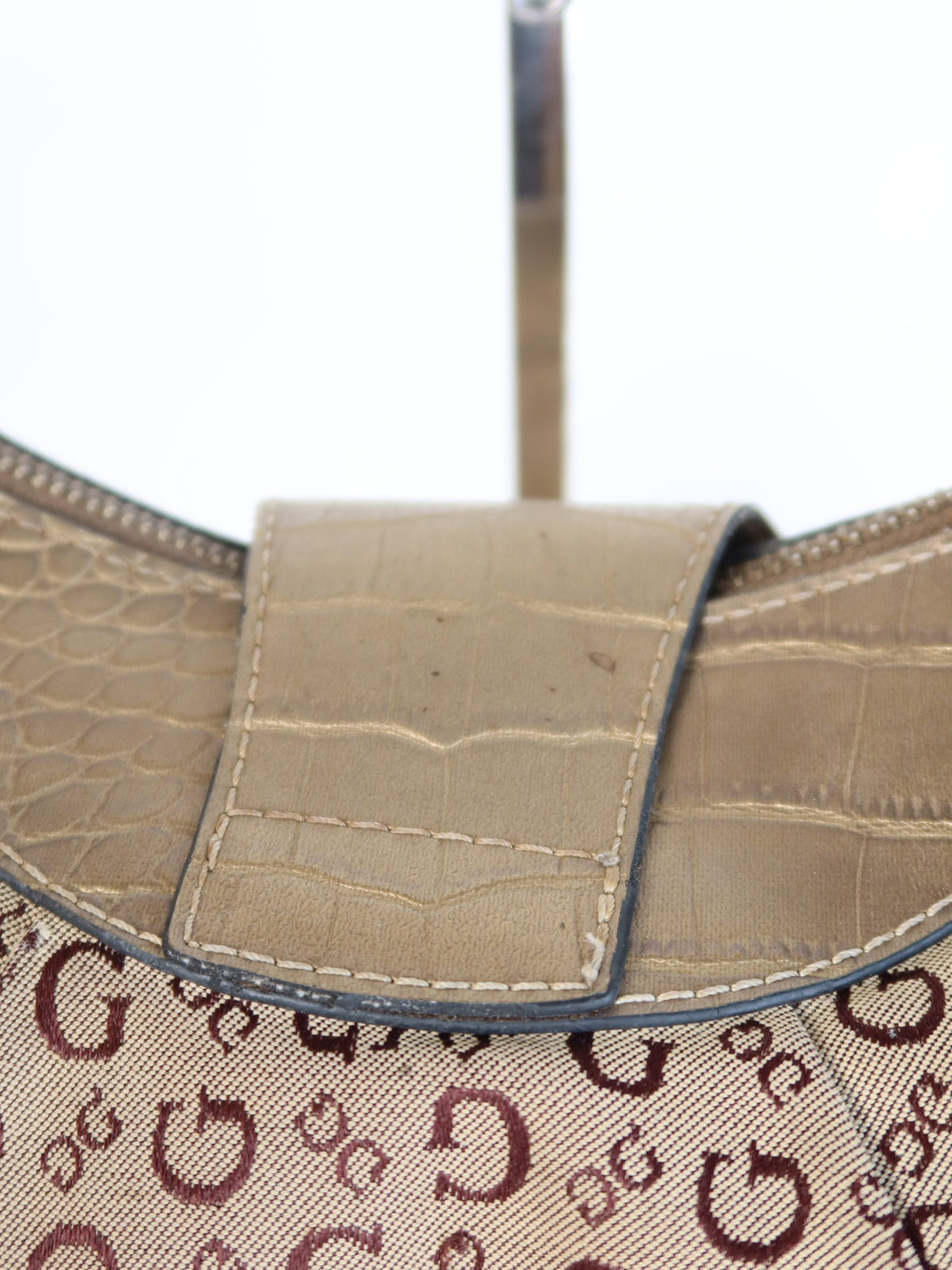Guess Metallic Monogram Buckle Shoulder Bag