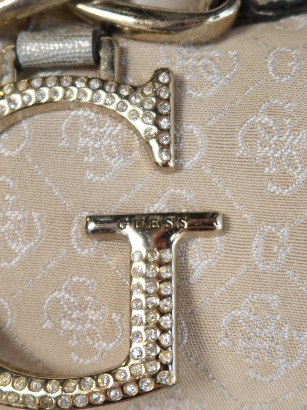 Guess Monogram Rhinestone Chain Bag