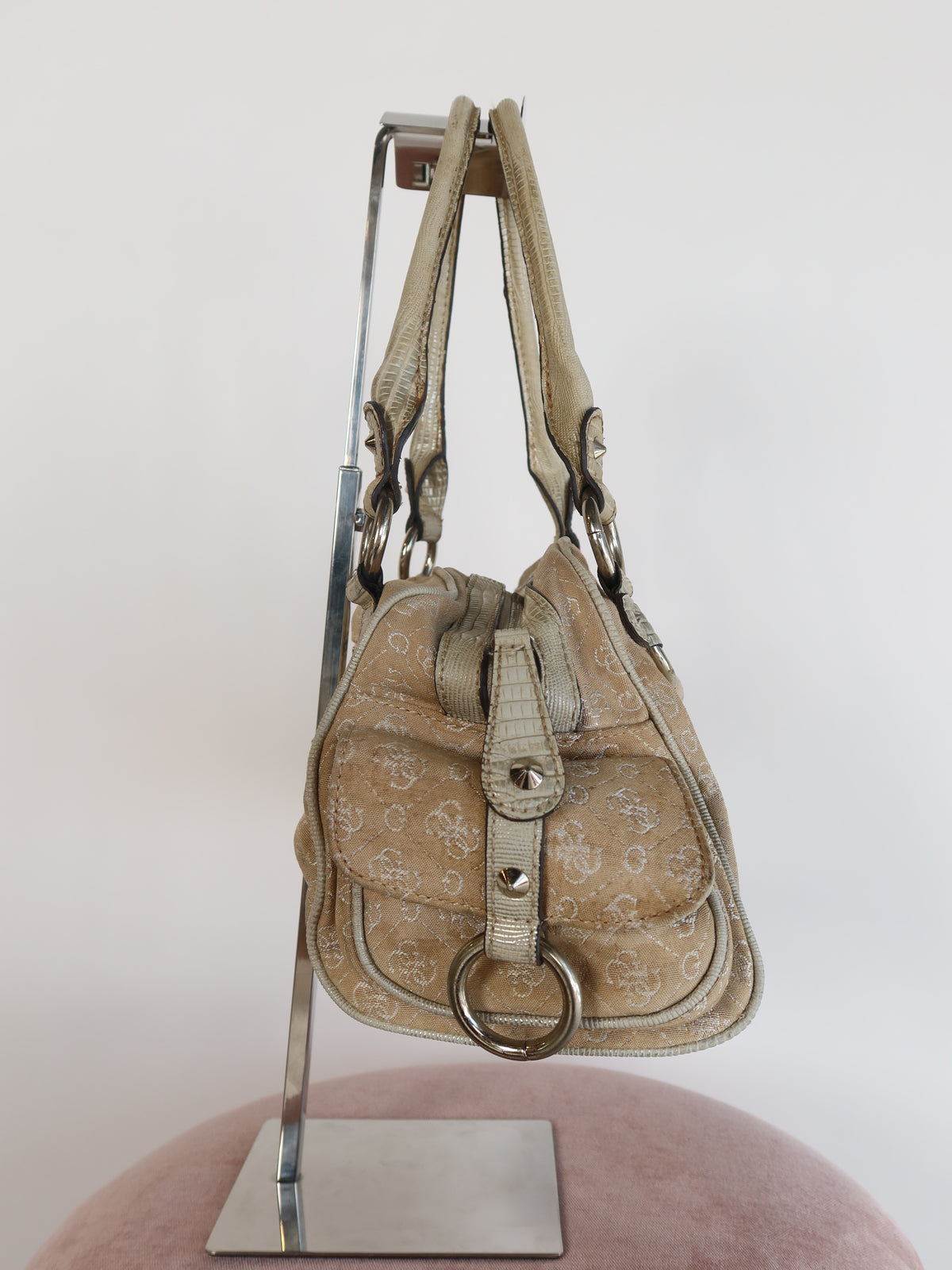 Guess Monogram Rhinestone Chain Bag