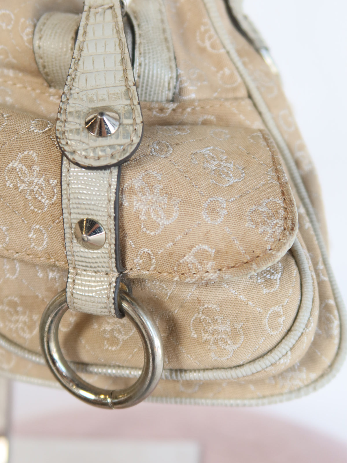 Guess Monogram Rhinestone Chain Bag