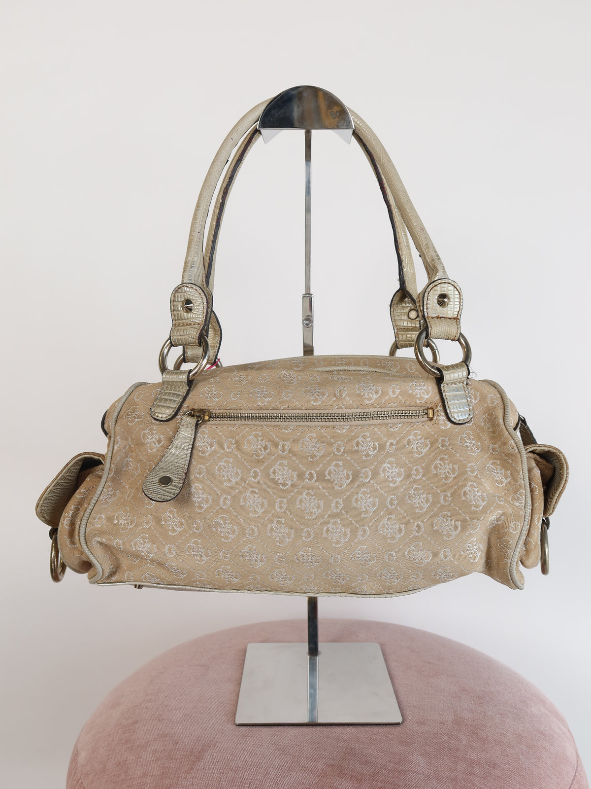 Guess Monogram Rhinestone Chain Bag
