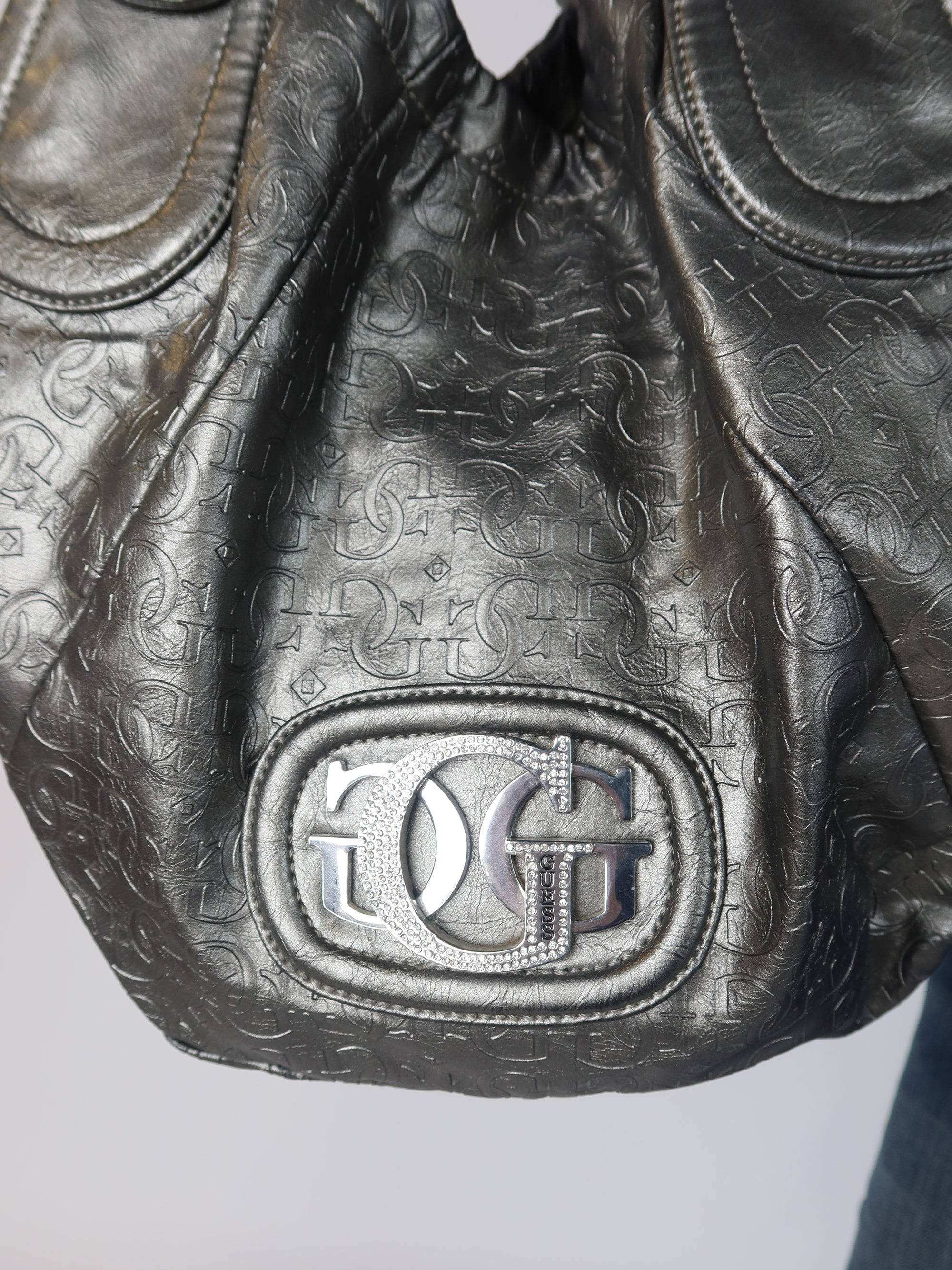Guess Metallic Silver Hobo Bag