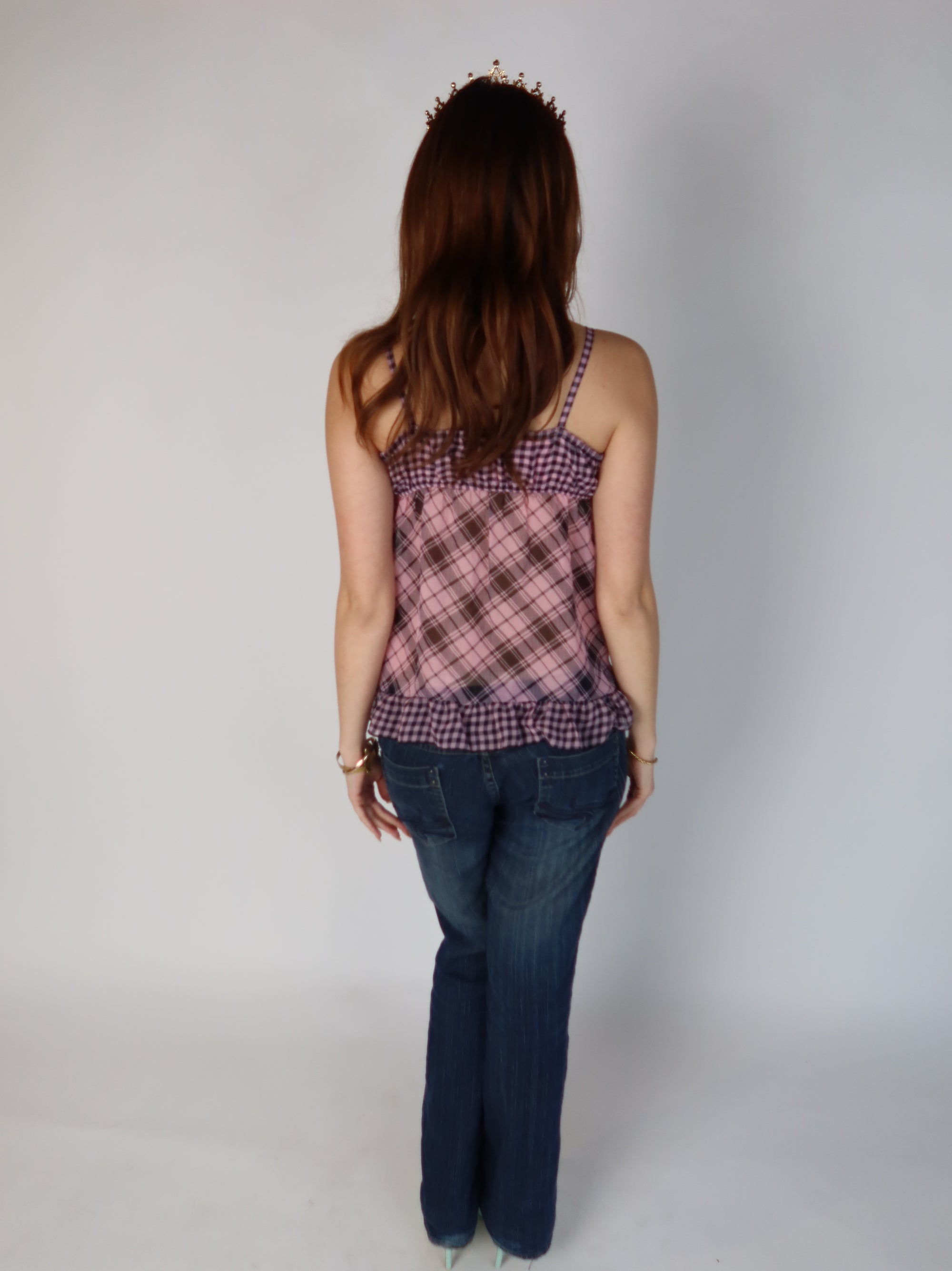 Pink Plaid Babydoll Cami XS
