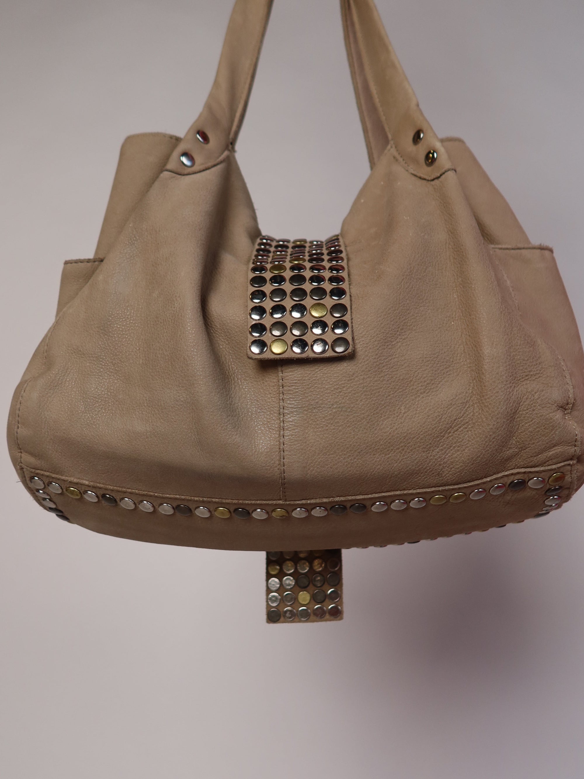 Leather Studded Hobo Bag