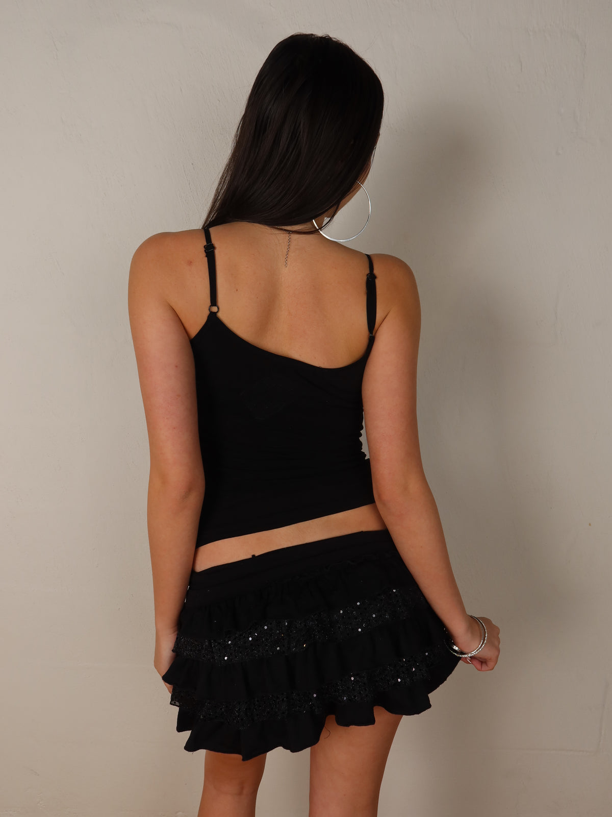 Glitter Ruffle Mini Skirt S