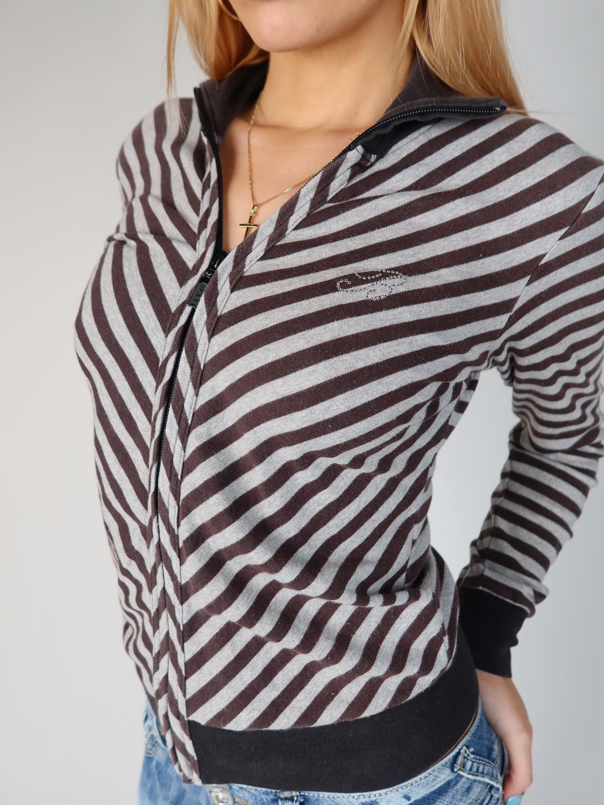 Striped Zip-Up Jacket S/M