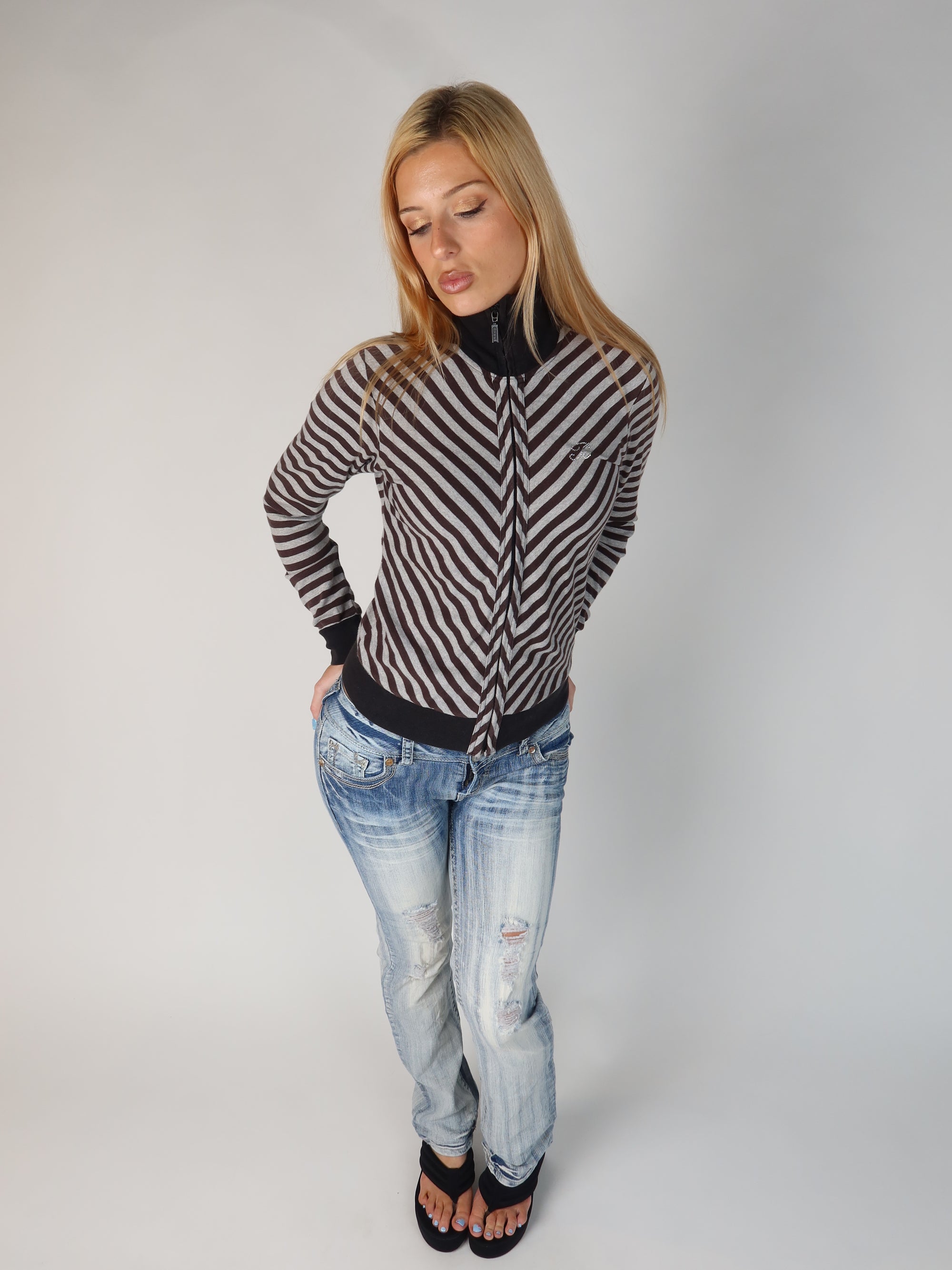 Striped Zip-Up Jacket S/M