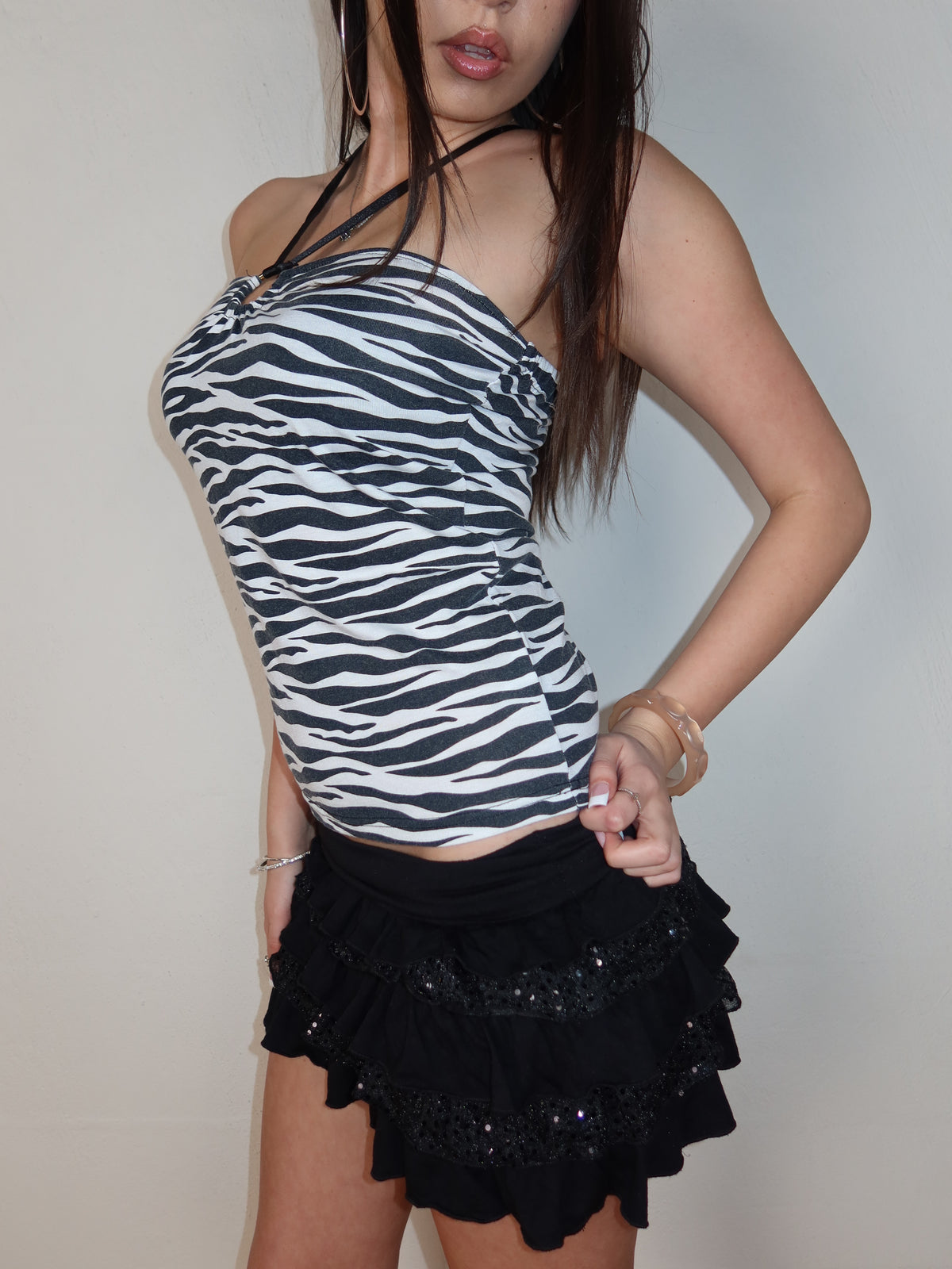 Zebra Print Halter Top S/M