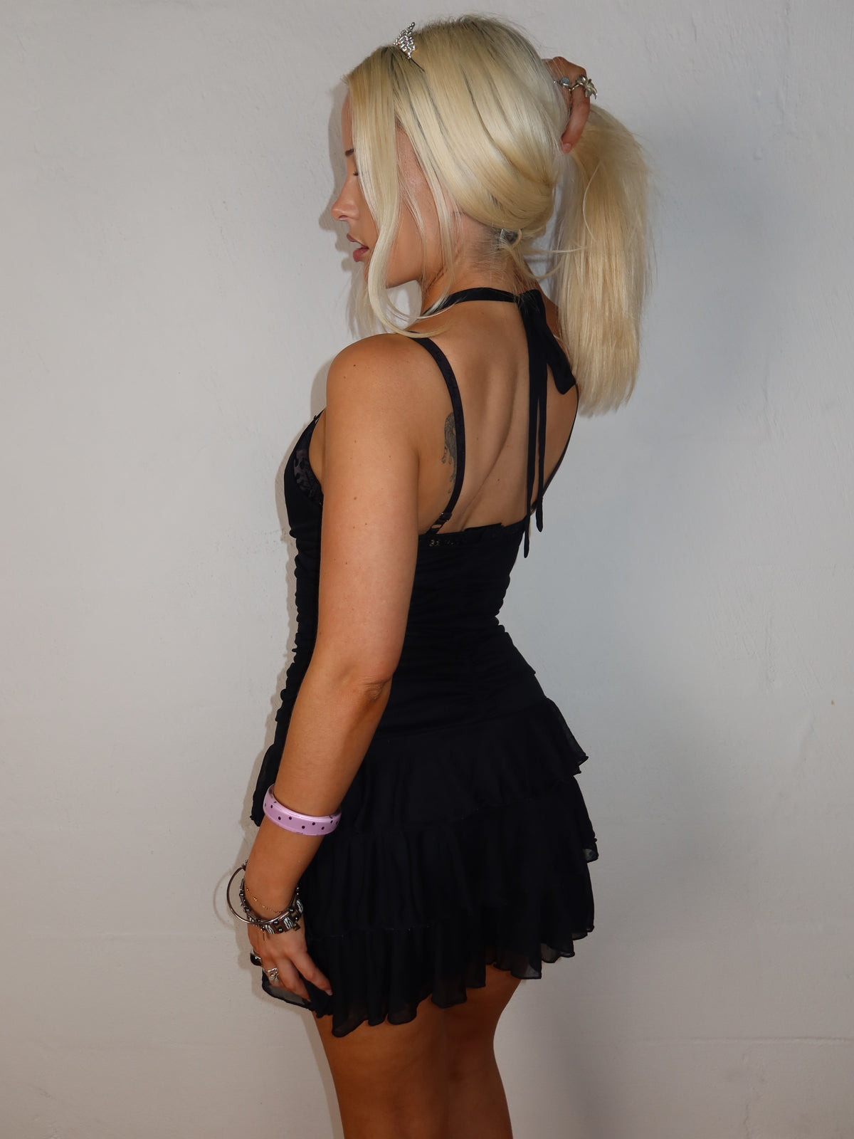Ruched Babydoll Mini Dress S