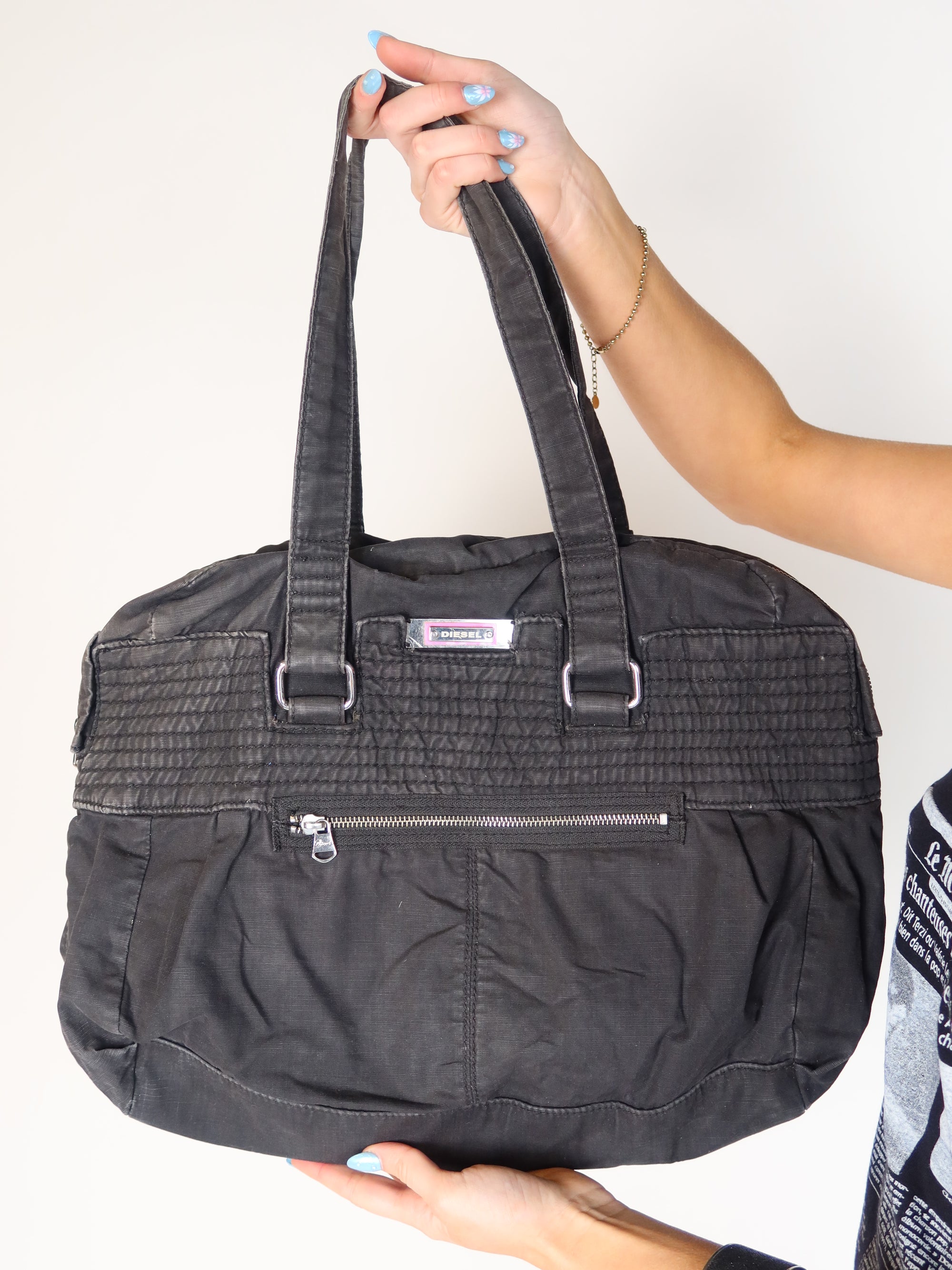 Diesel Black Nylon Tote