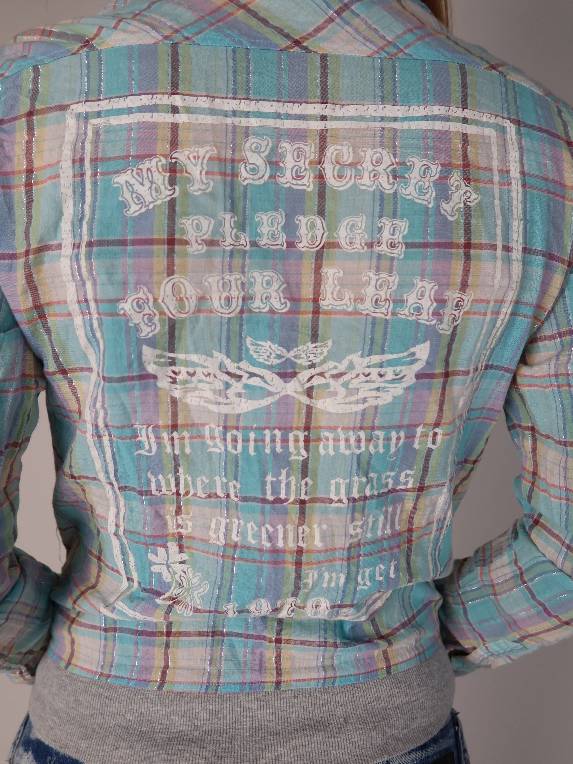 Y2K Plaid Button up S/M