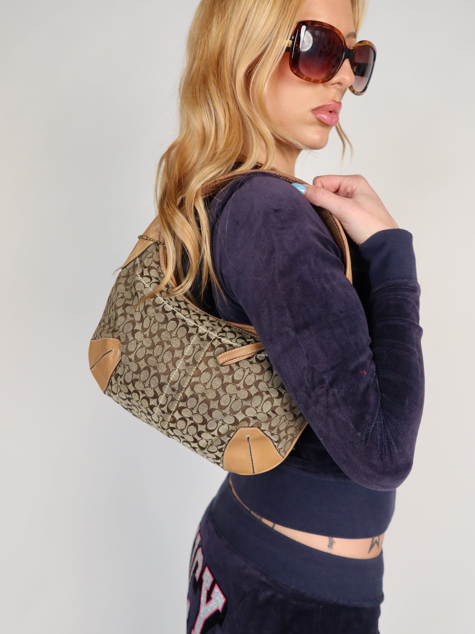 Vintage Coach signature monogram mini hobo bag, Y2K resale at Brat's Closet.