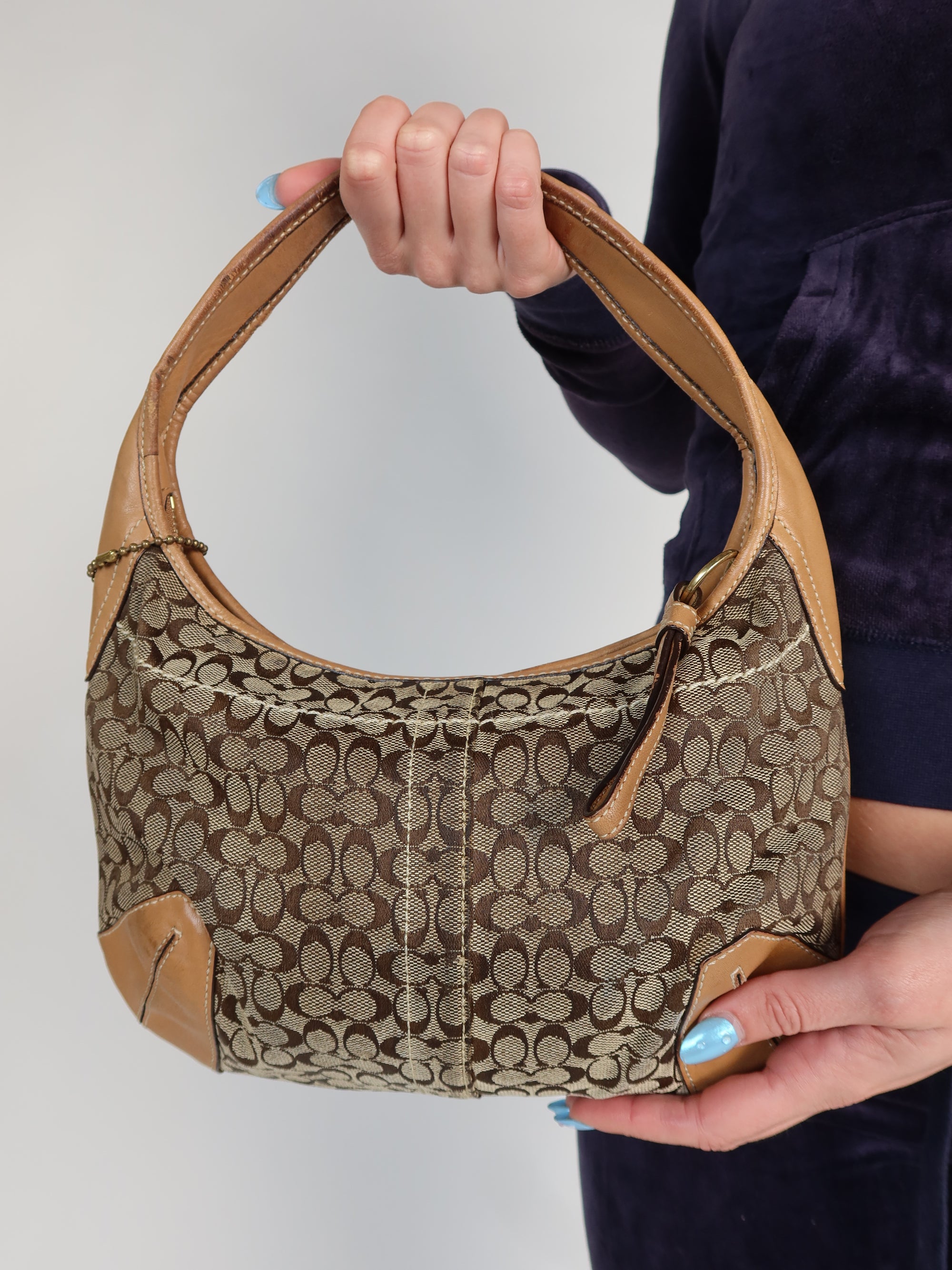 Vintage Coach signature monogram mini hobo bag, Y2K resale at Brat's Closet.