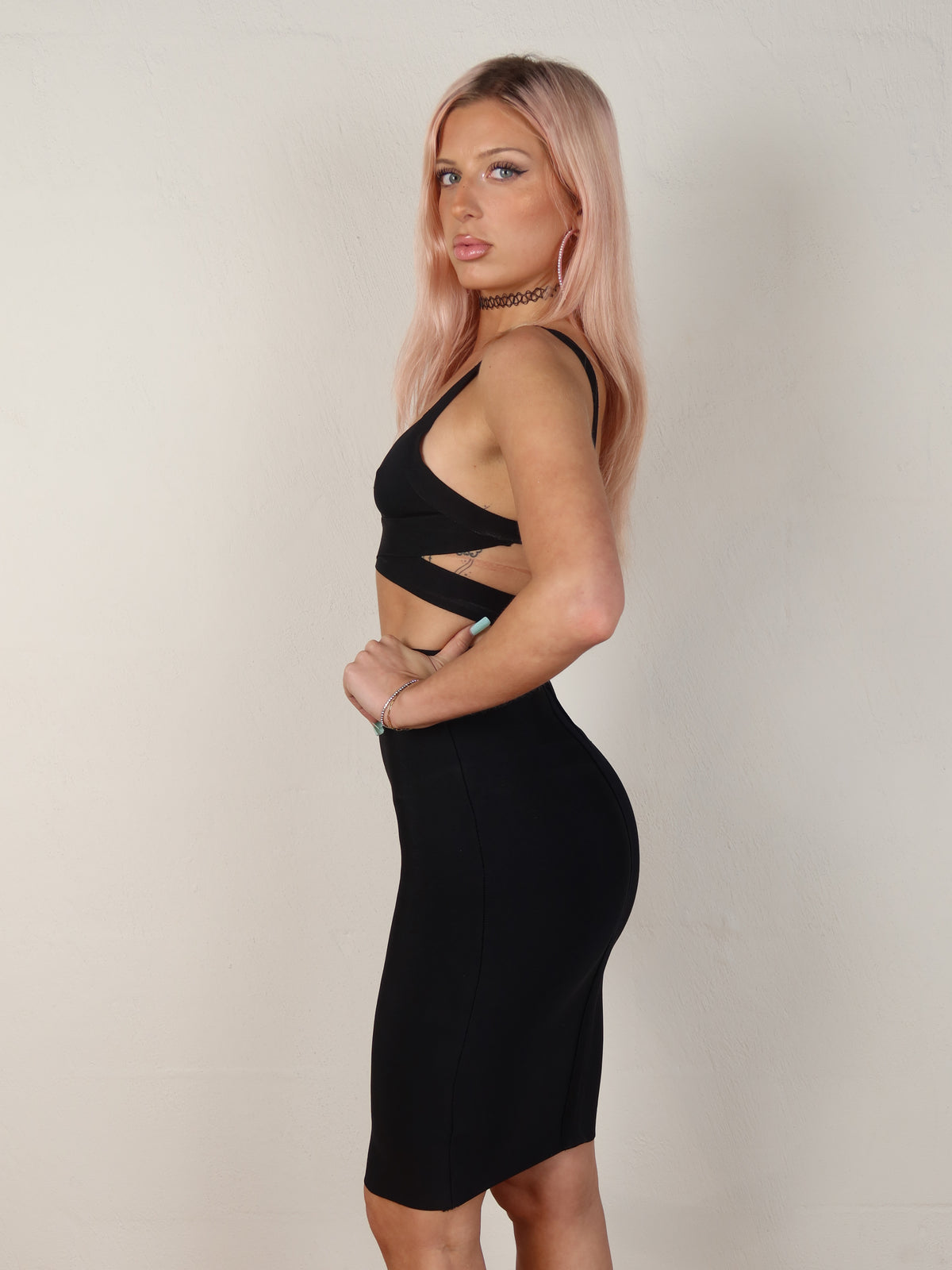 Black Bandage Crop & Skirt Set XXS/XS