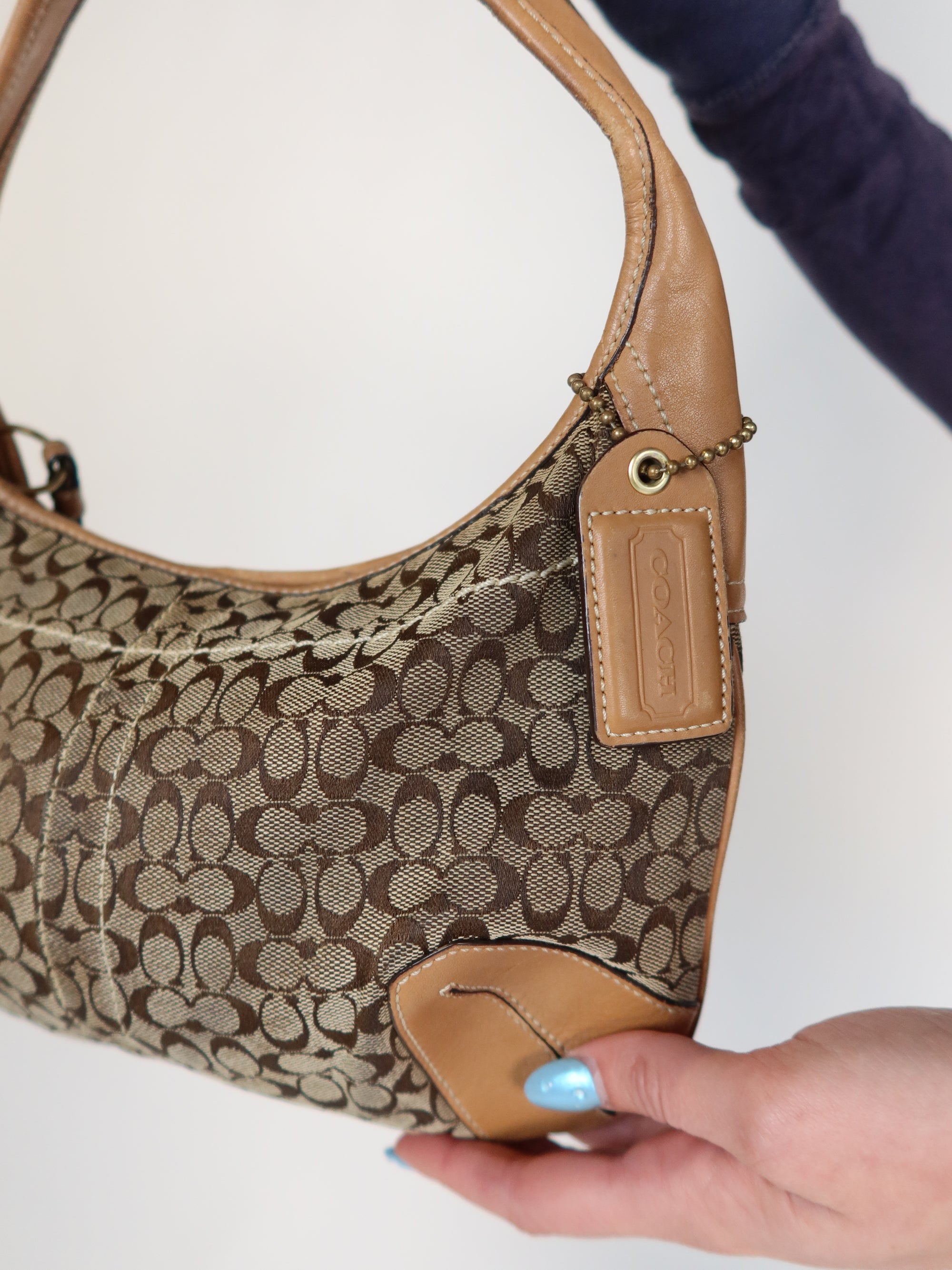 Vintage Coach signature monogram mini hobo bag, Y2K resale at Brat's Closet.