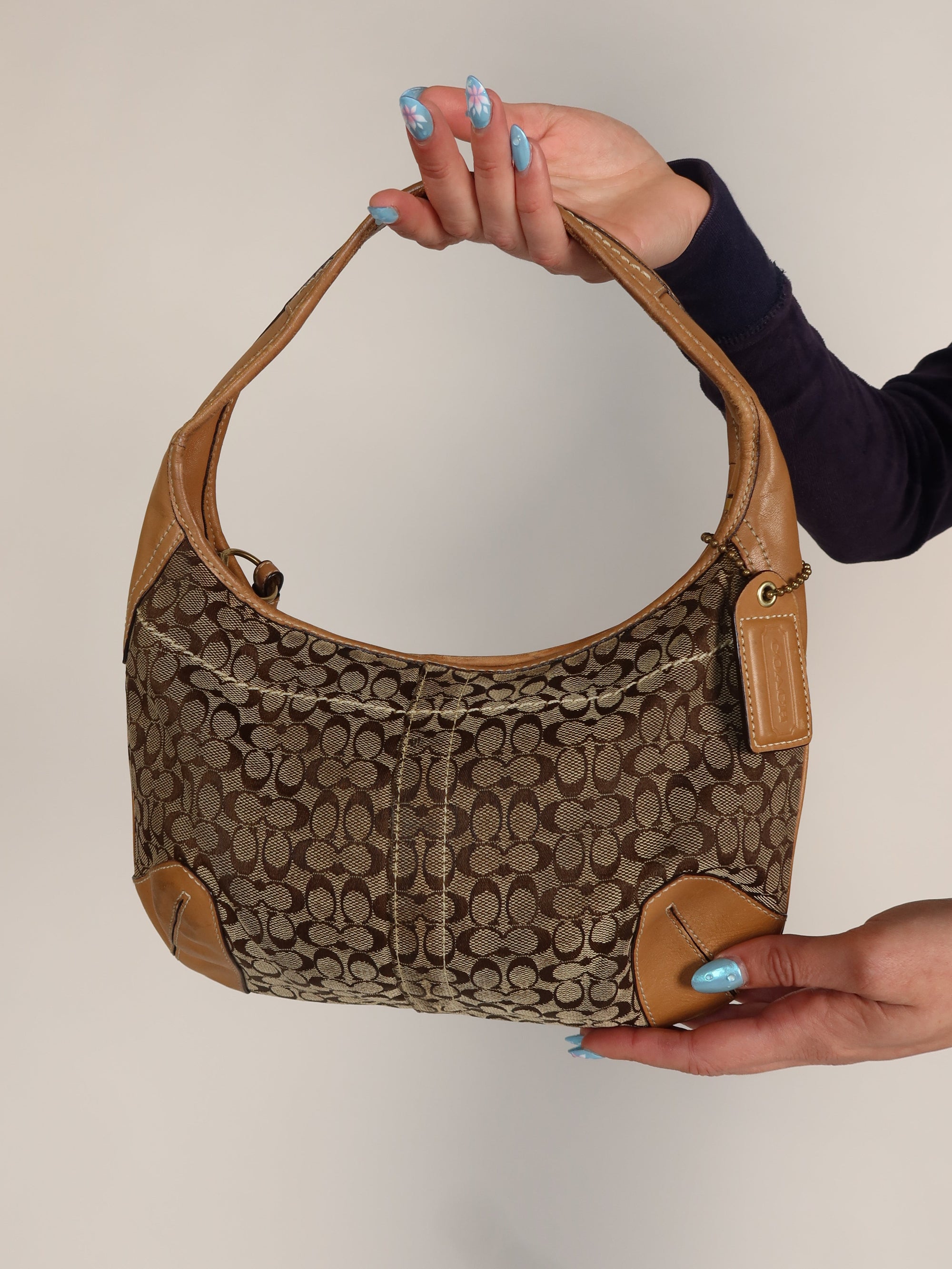 Vintage Coach signature monogram mini hobo bag, Y2K resale at Brat's Closet.