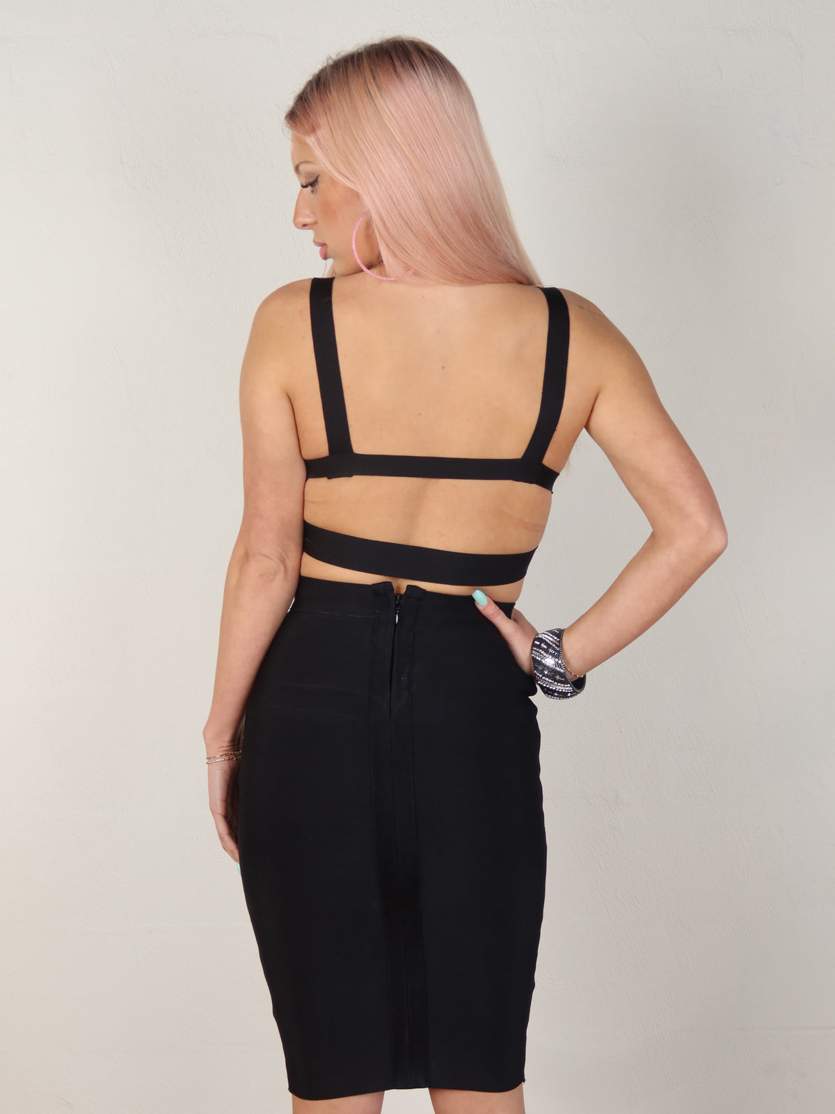 Black Bandage Crop & Skirt Set XXS/XS